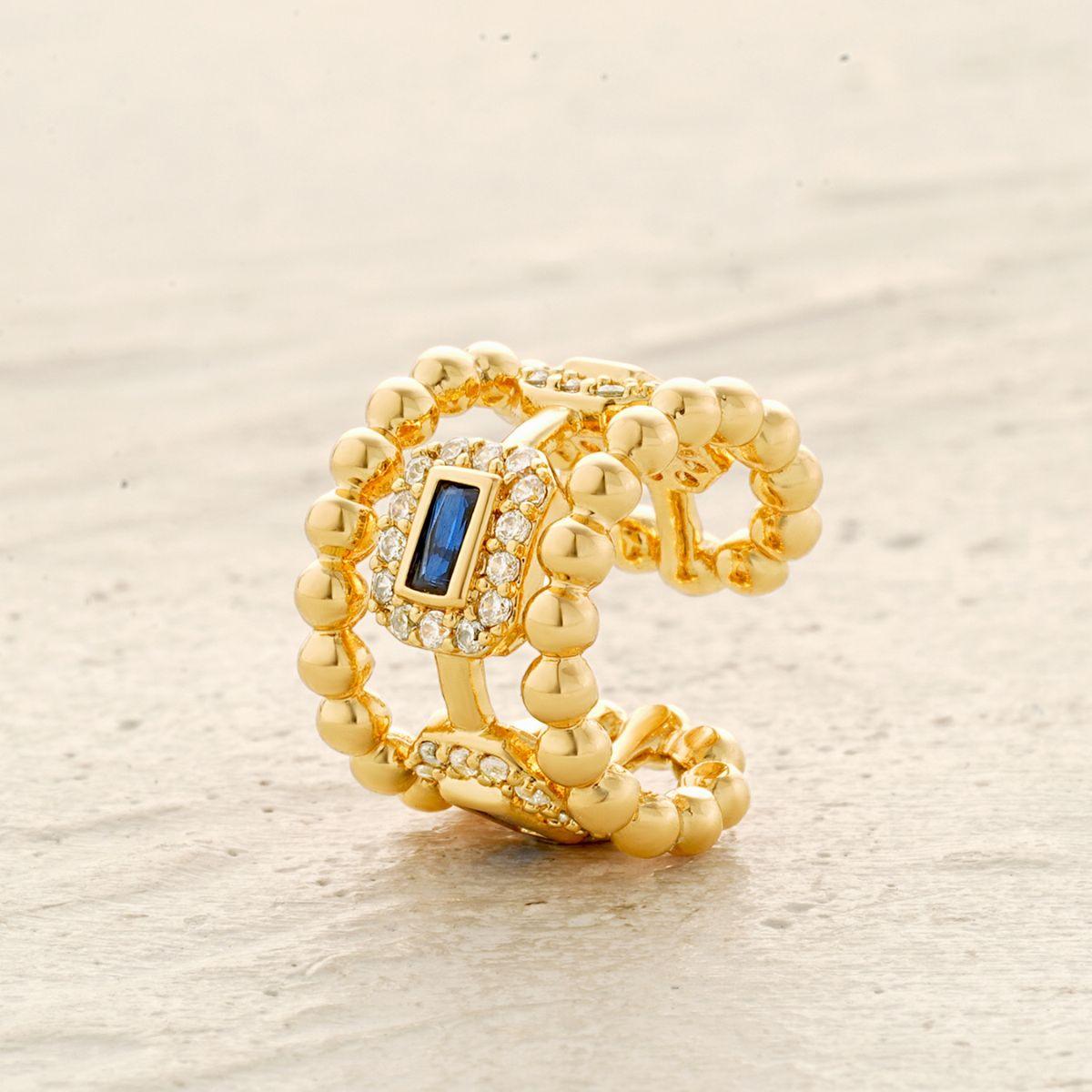 Gold Beaded Band Ear Cuff