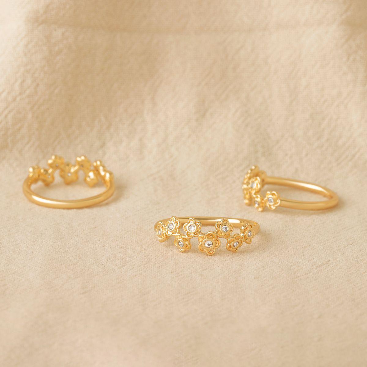 Cubic Zirconia Stack Flower Ring