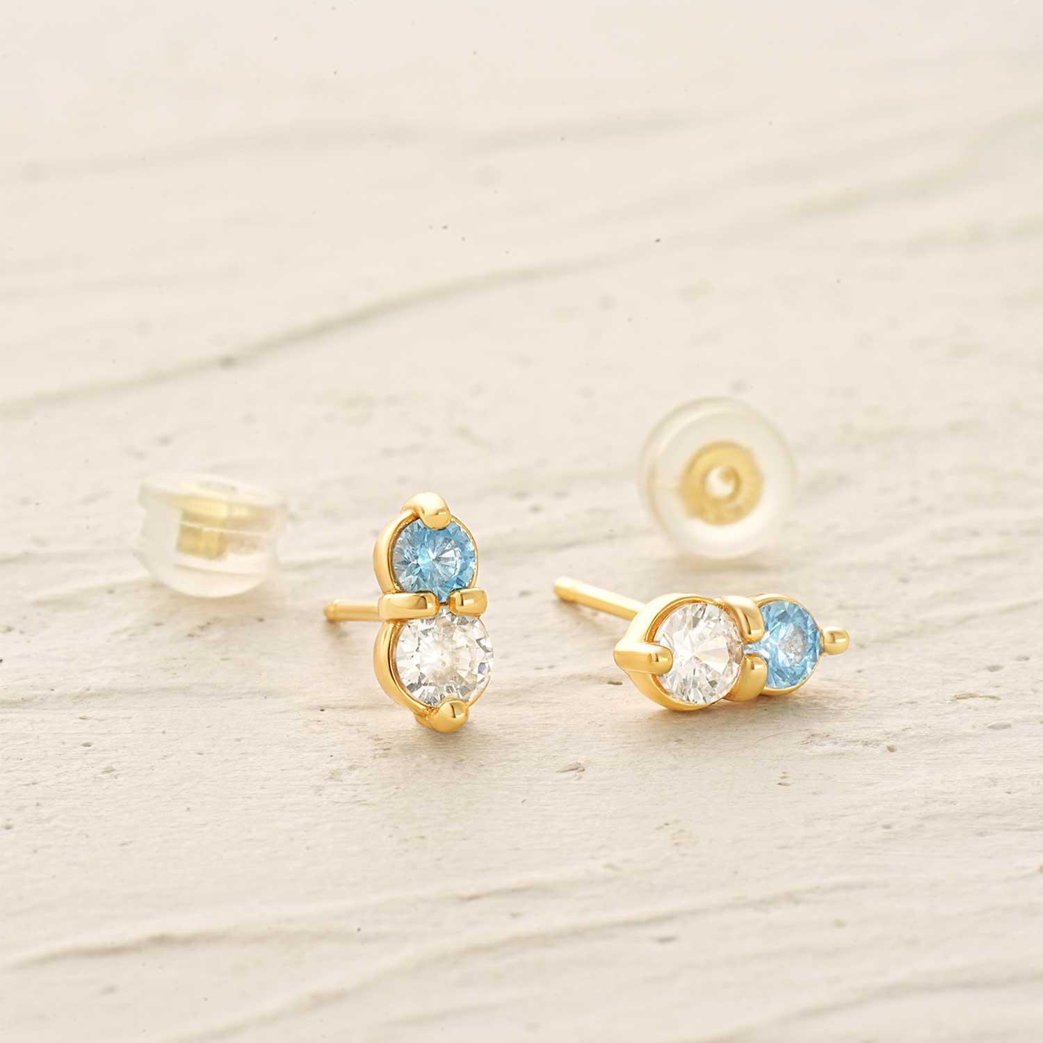 Duo Gemstone Stud Earrings