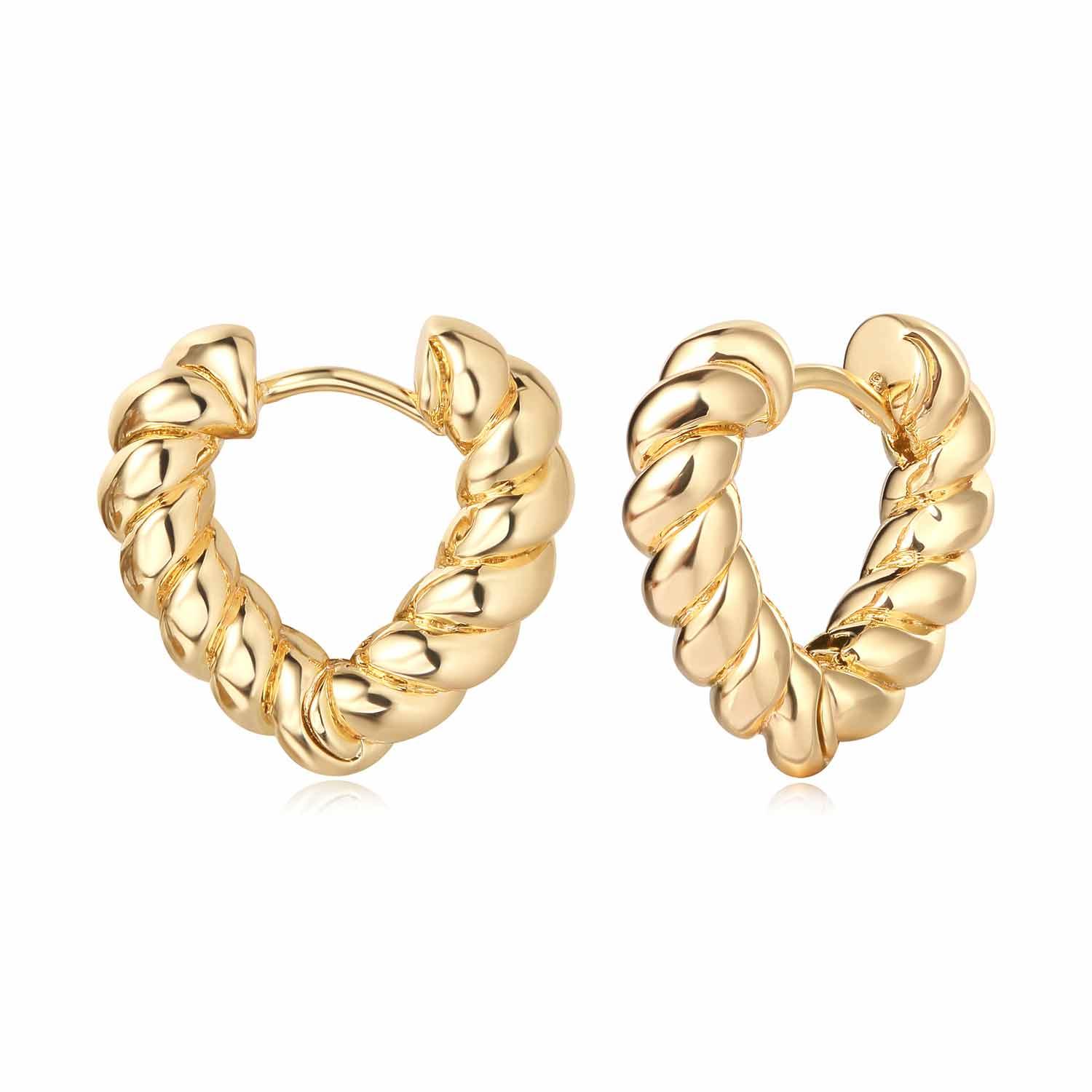 Bold Twisted Heart Huggie Earrings