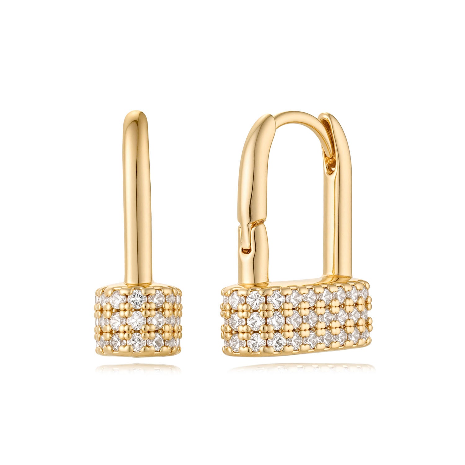 CZ Padlock Hoop Earrings