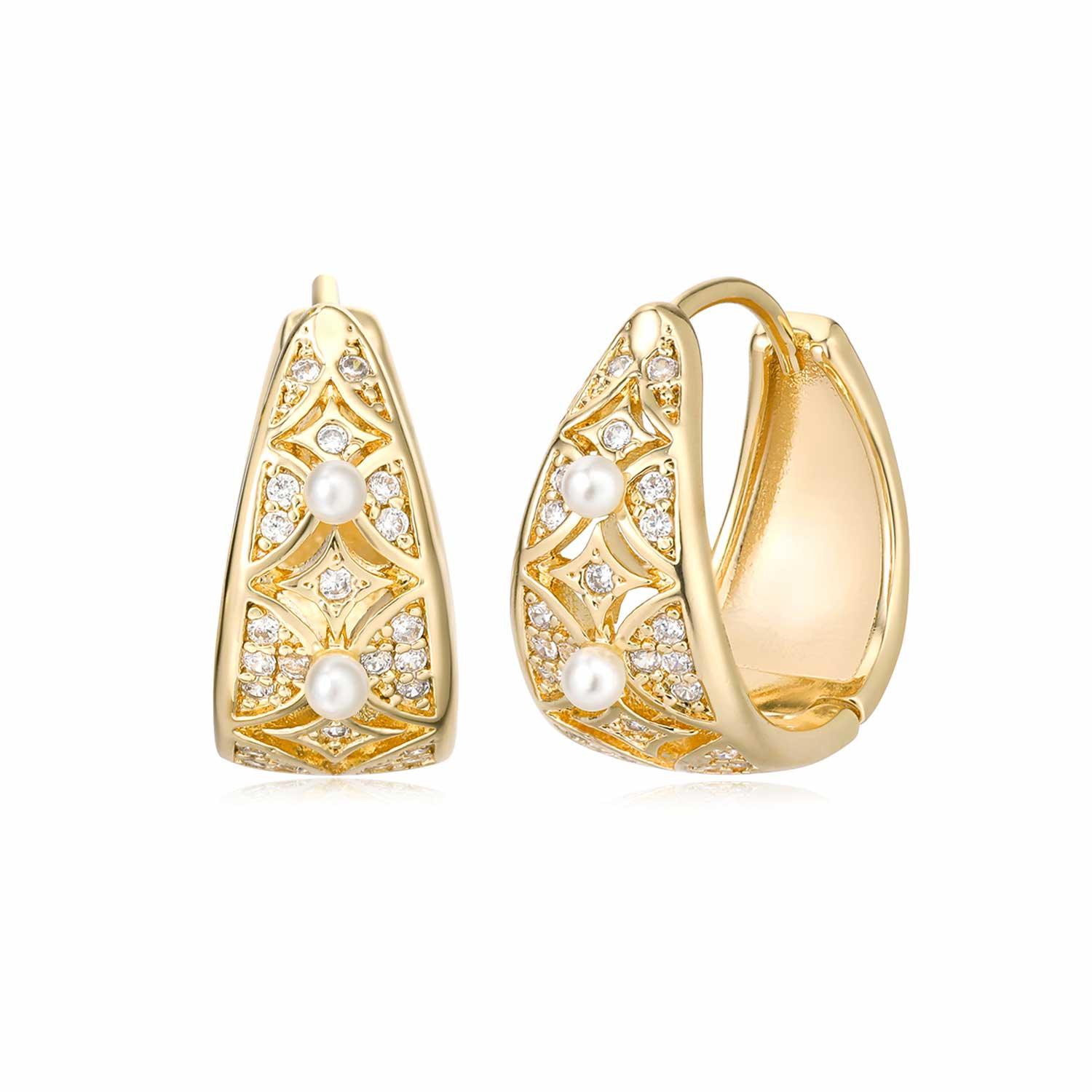 Pearl Huggie Hoop Earrings