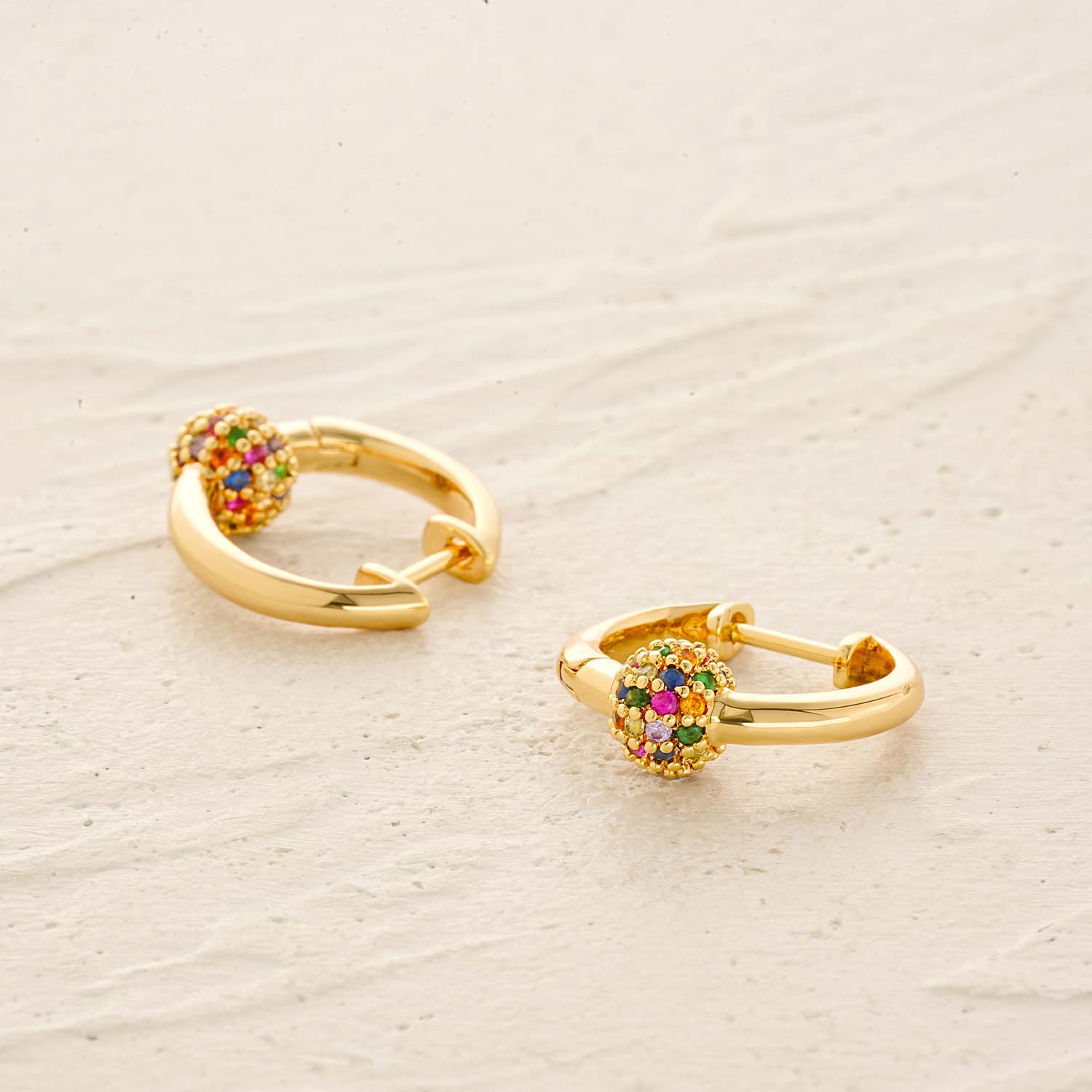 Rainbow Ball Hoop Earrings