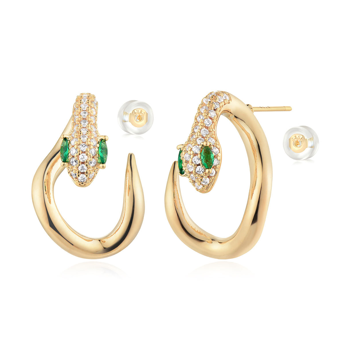 14K_Gold_Snake_Stud_Earrings_with_Green_Gem