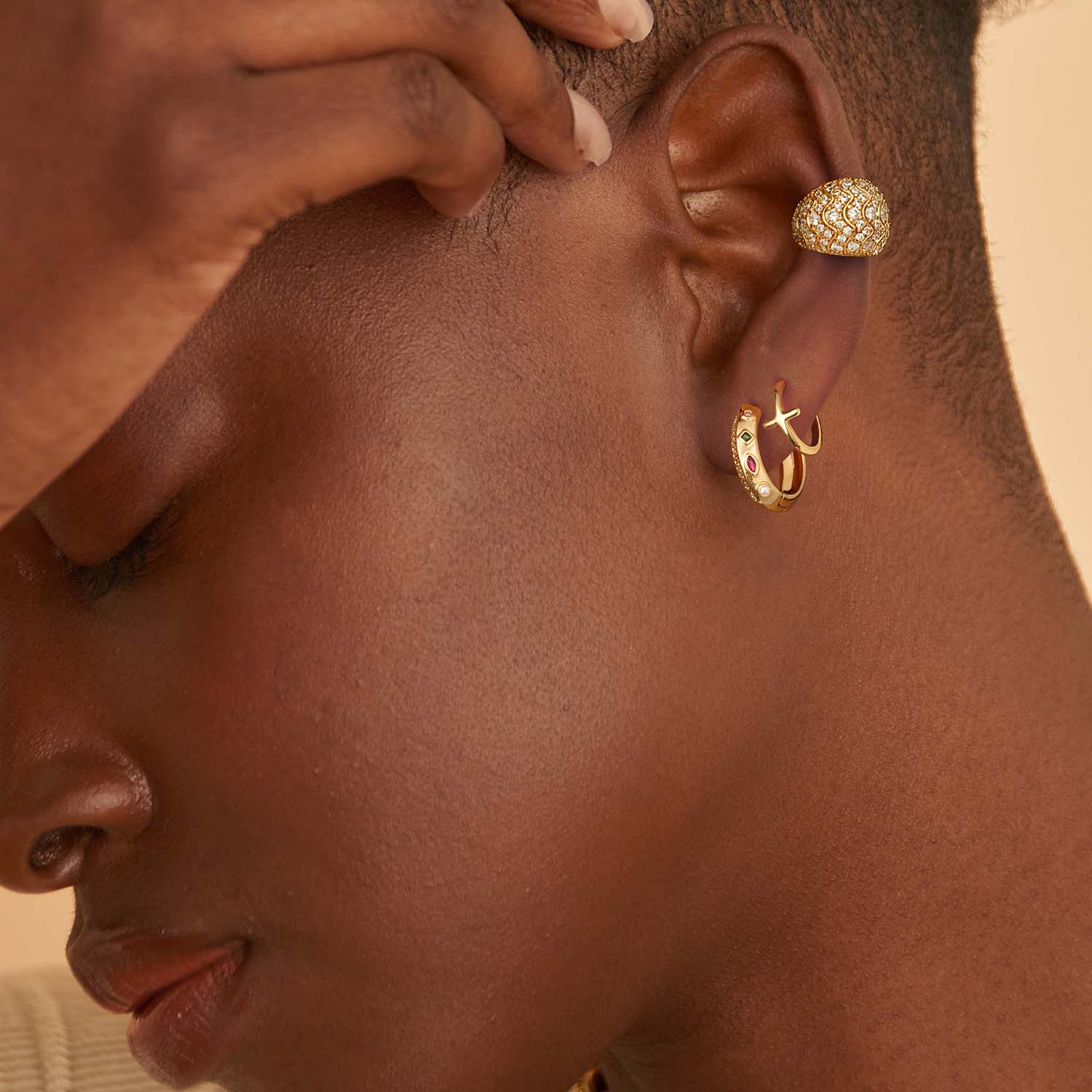 Rainbow Gem Hoop Earrings