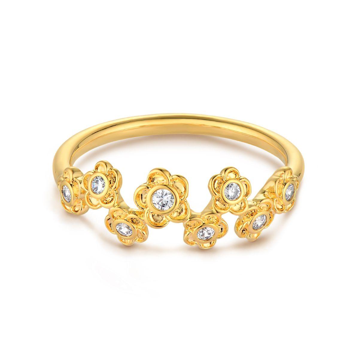 Cubic Zirconia Stack Flower Ring