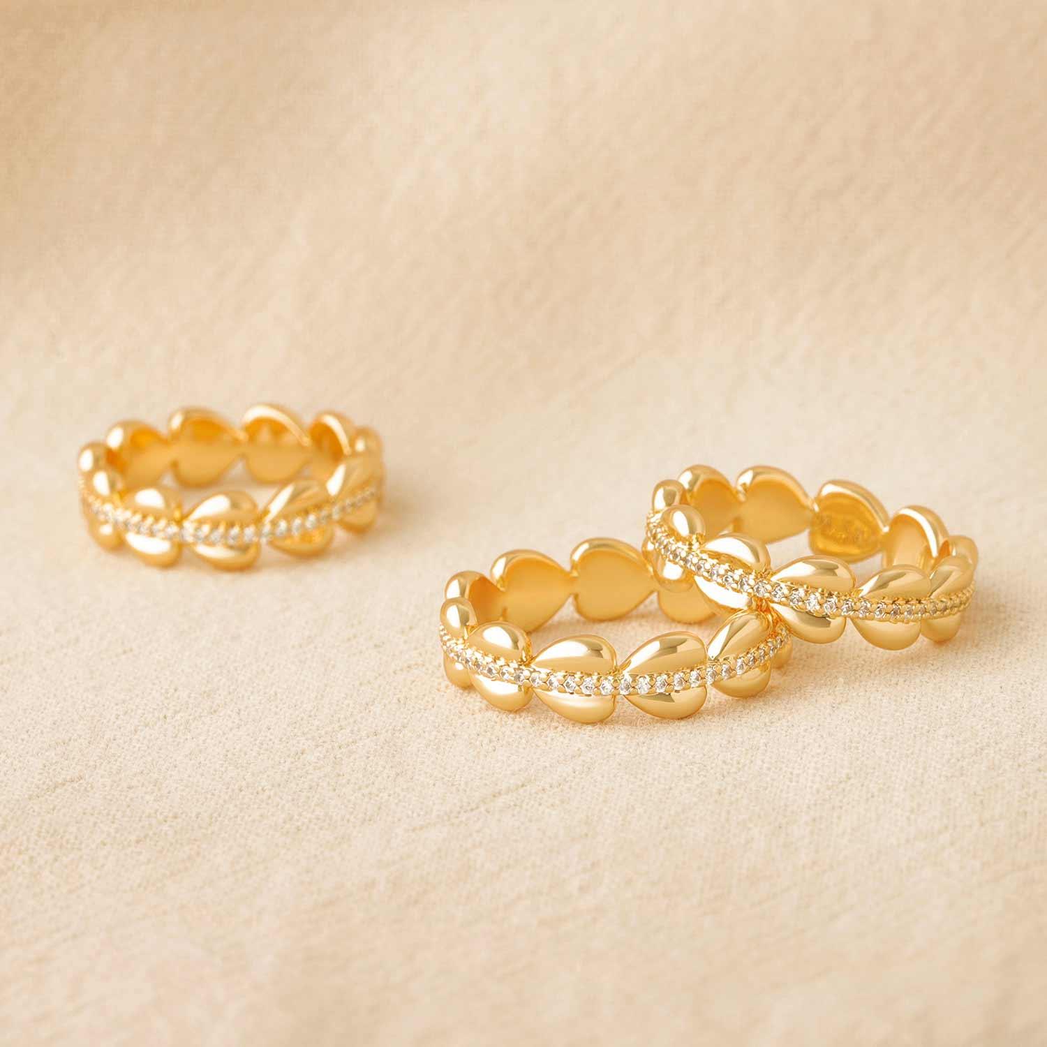 CZ Band Heart Stack Ring