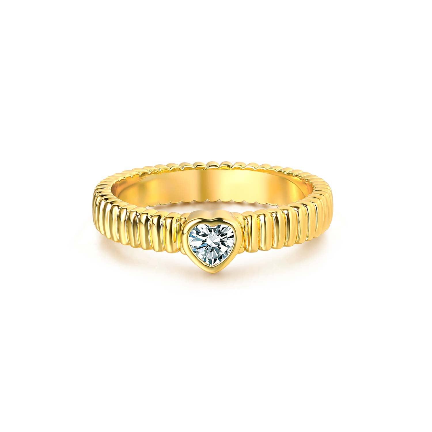 4MM Cubic Zirconia Heart Ring