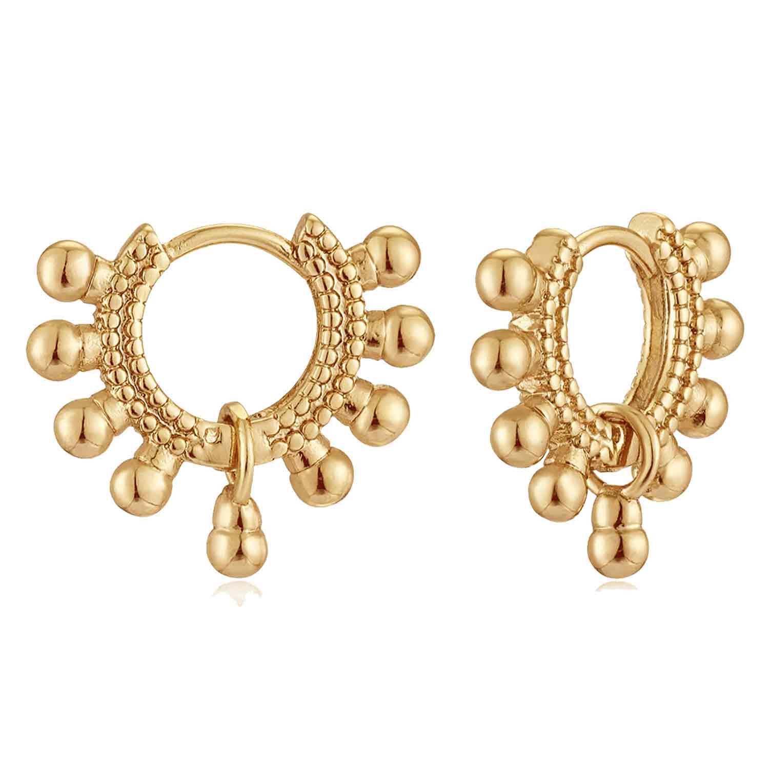 Beaded Ball Dangle Hoop Earrings