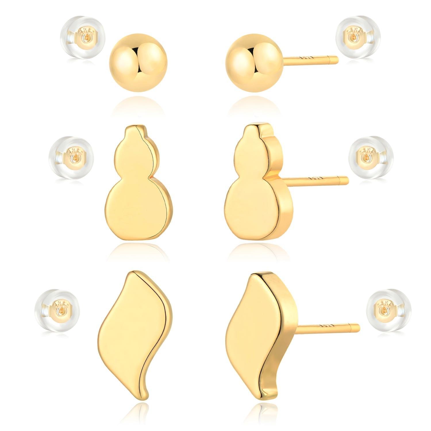 Ball & Gourd & Tilde Stud Earrings Set