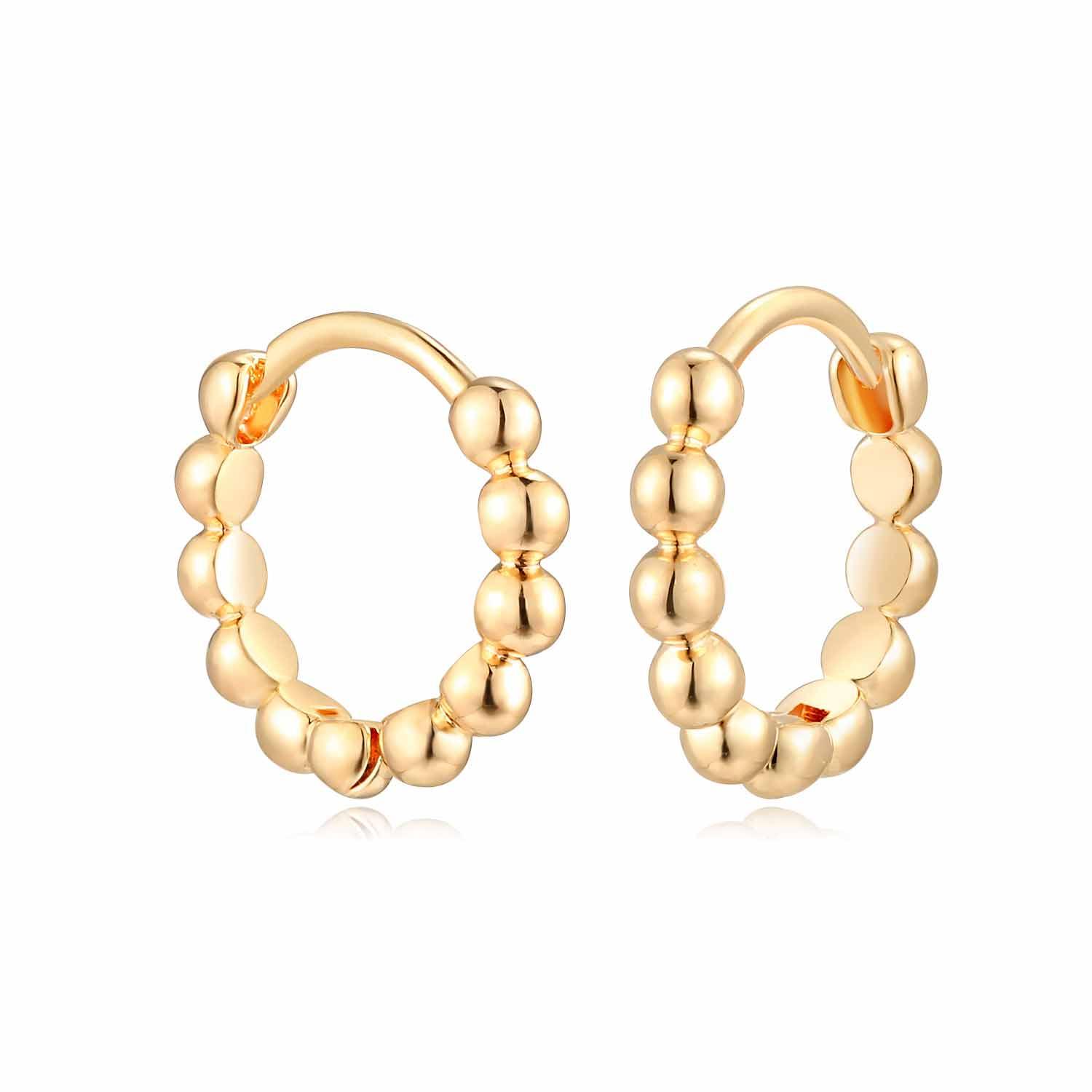 Beaded Huggie Hoop Earrings