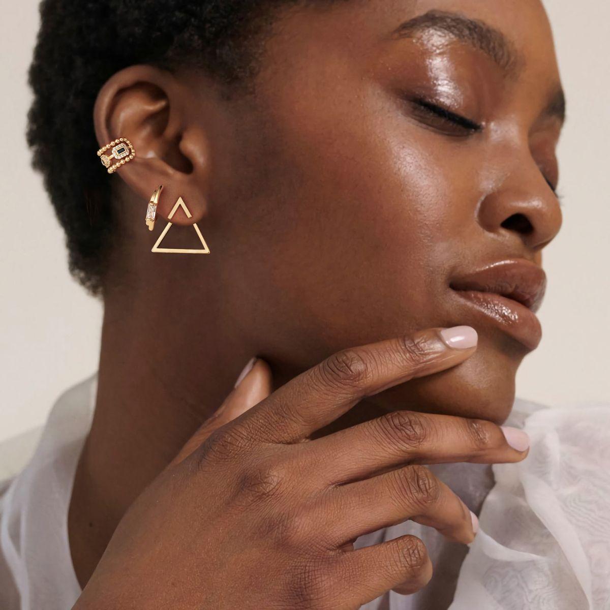 Gold Beaded Band Ear Cuff