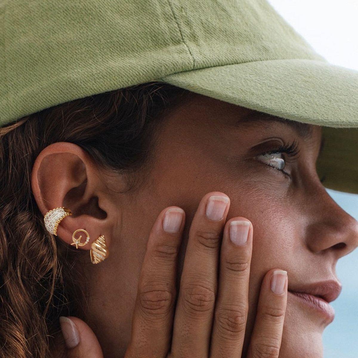 Beaded Dome Pave Ear Cuff