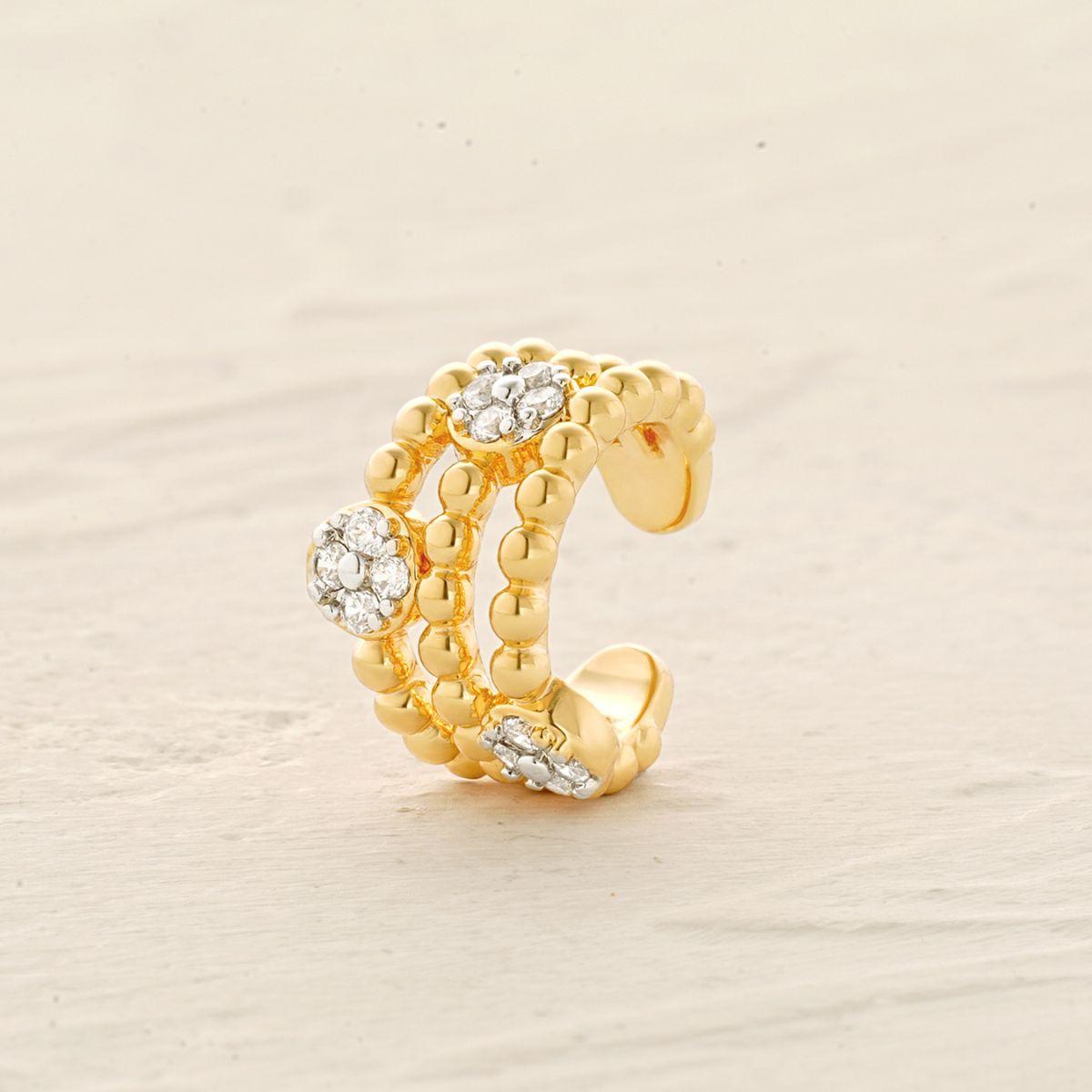 Triple Beaded Split Ear Cuff