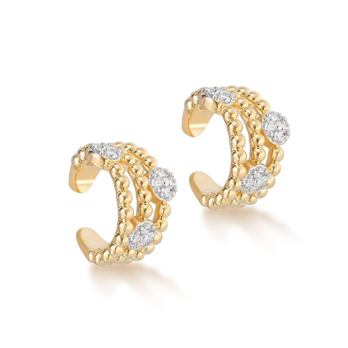 Triple Beaded Split Ear Cuff