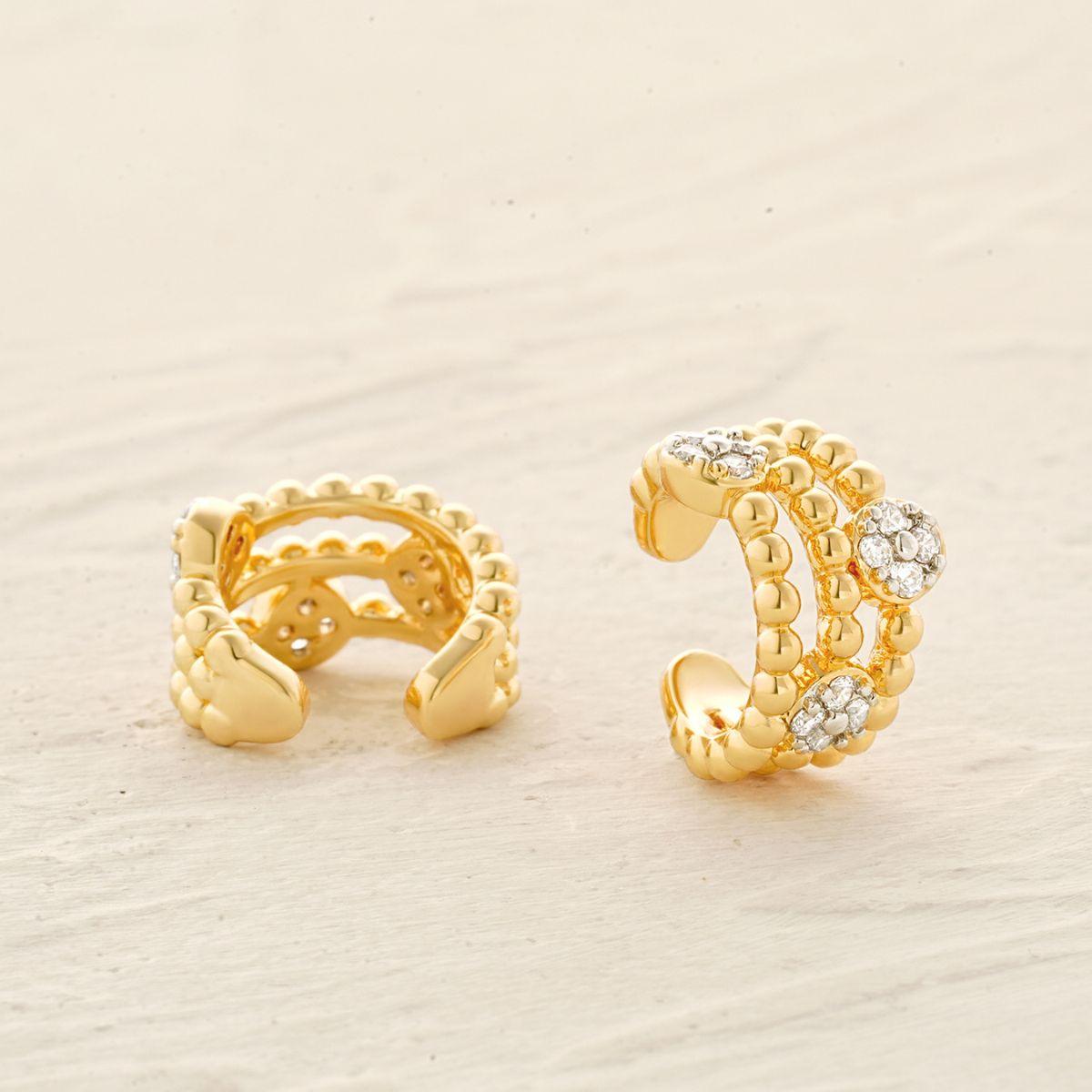 Triple Beaded Split Ear Cuff