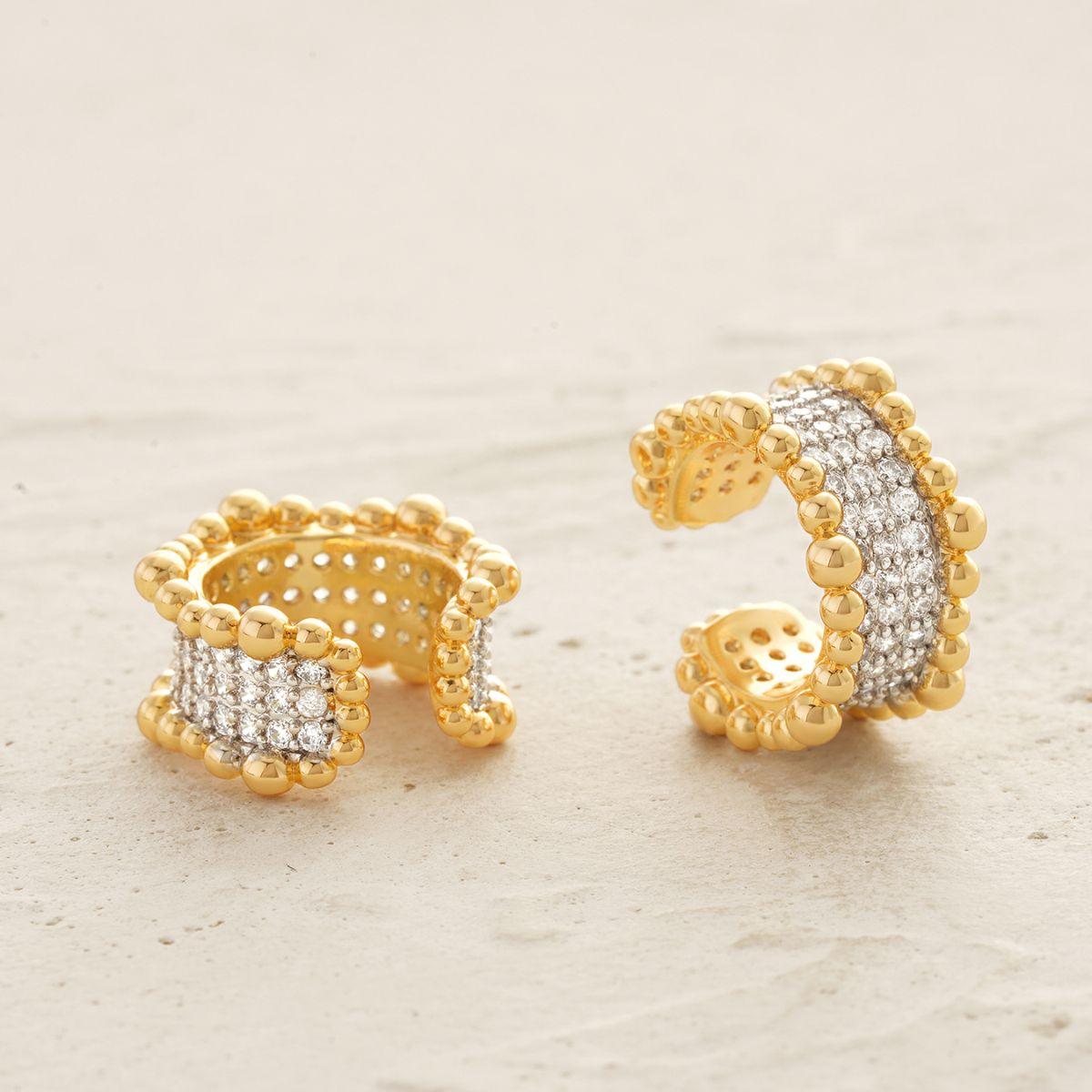 Beaded Trough Pave Ear Cuff