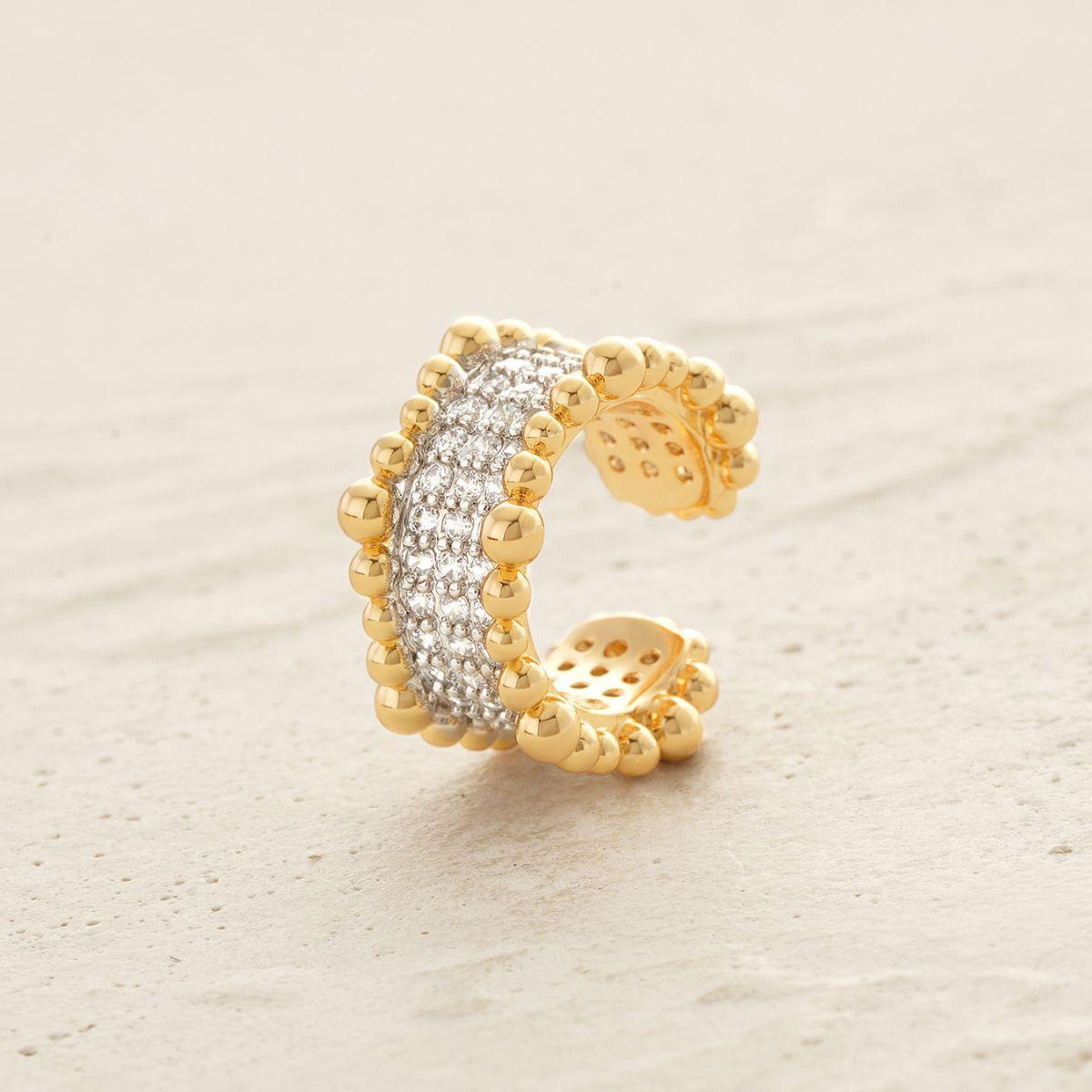 Beaded Trough Pave Ear Cuff