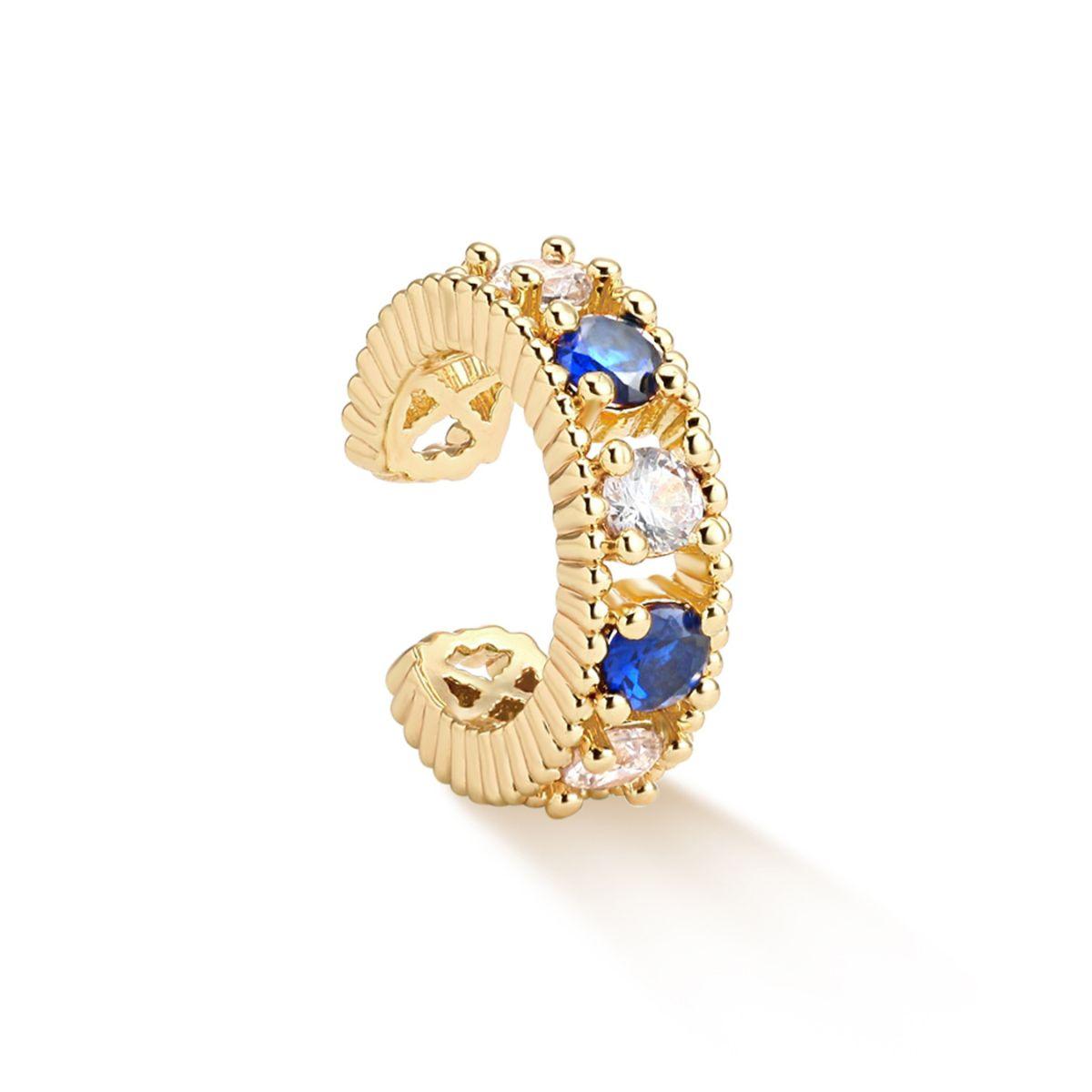 Blue Beaded CZ Ear Cuff