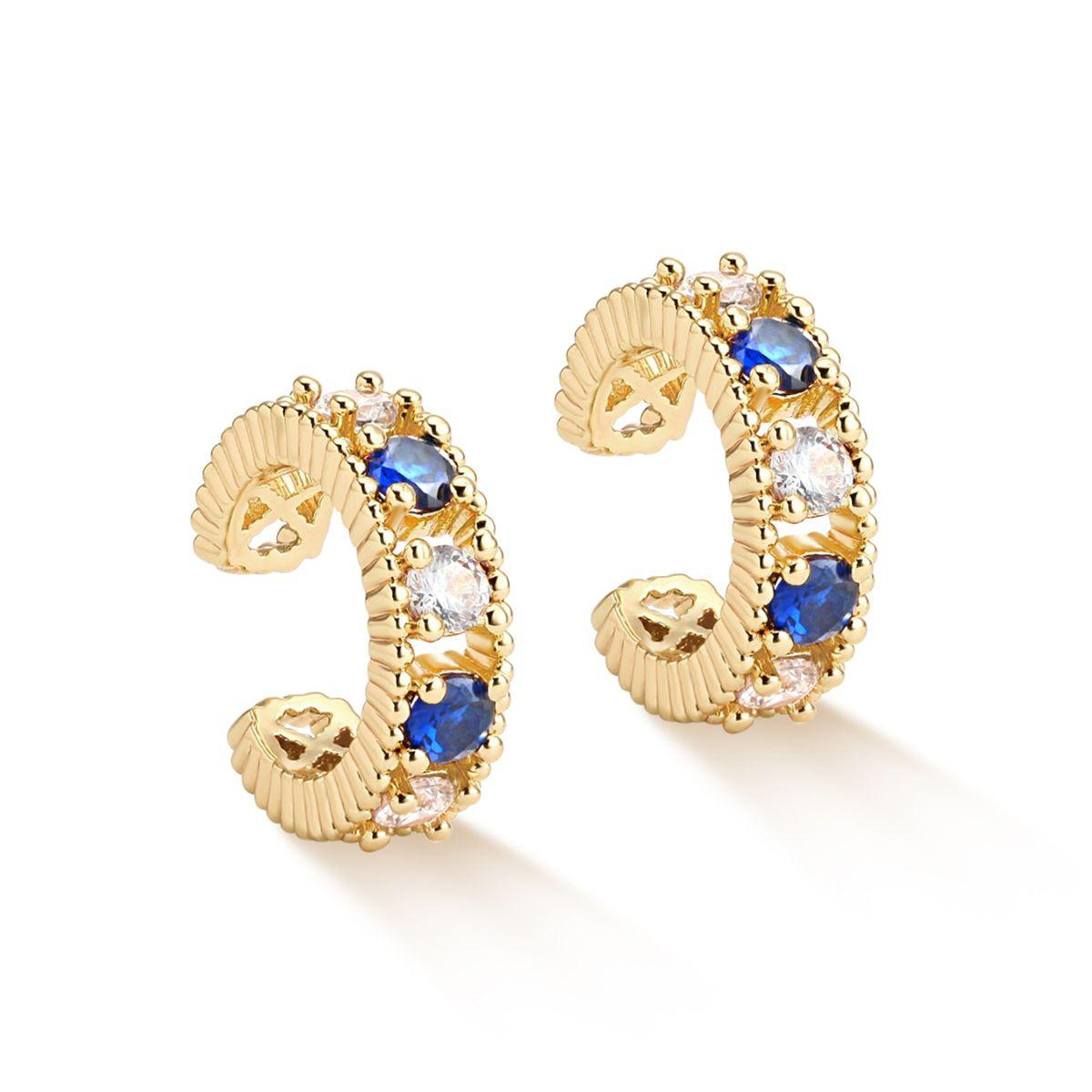 Blue Beaded CZ Ear Cuff