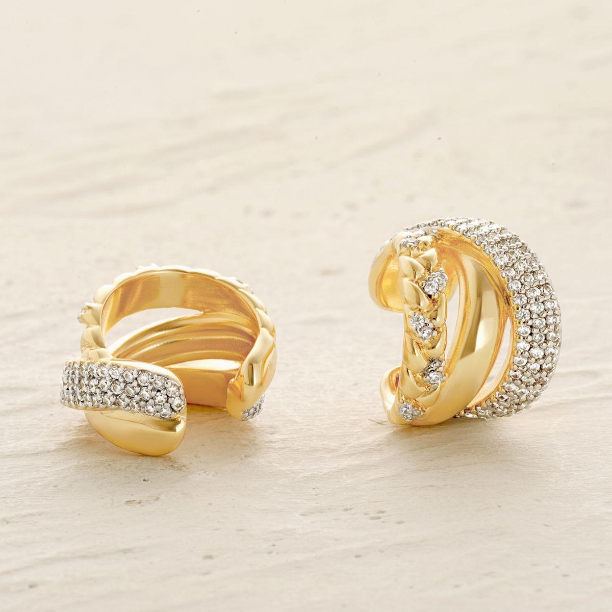 Braided X Split Pavé Ear Cuff