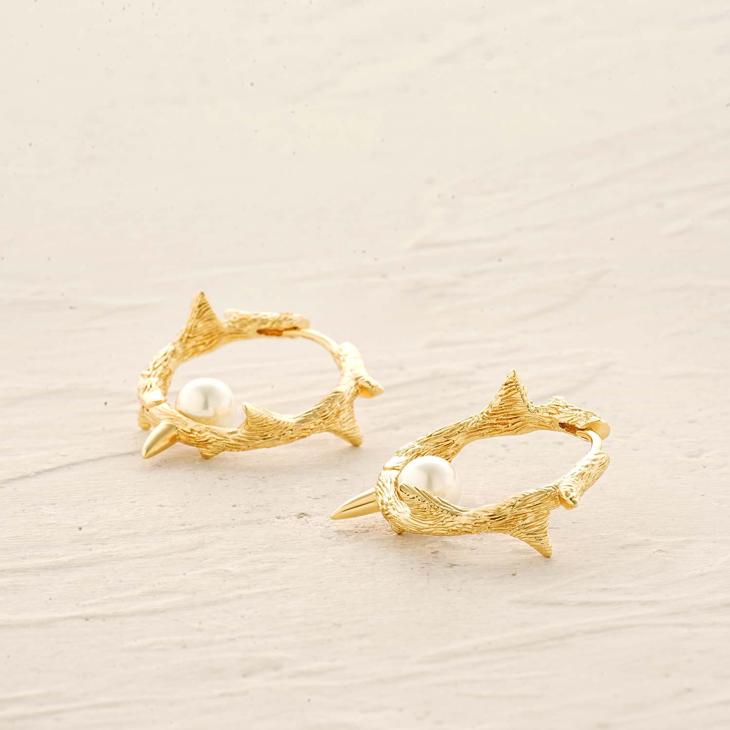 Pearl Branch Hoop Earrings