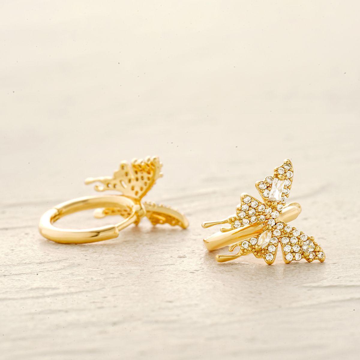 CZ Butterfly Huggie Hoop Earrings