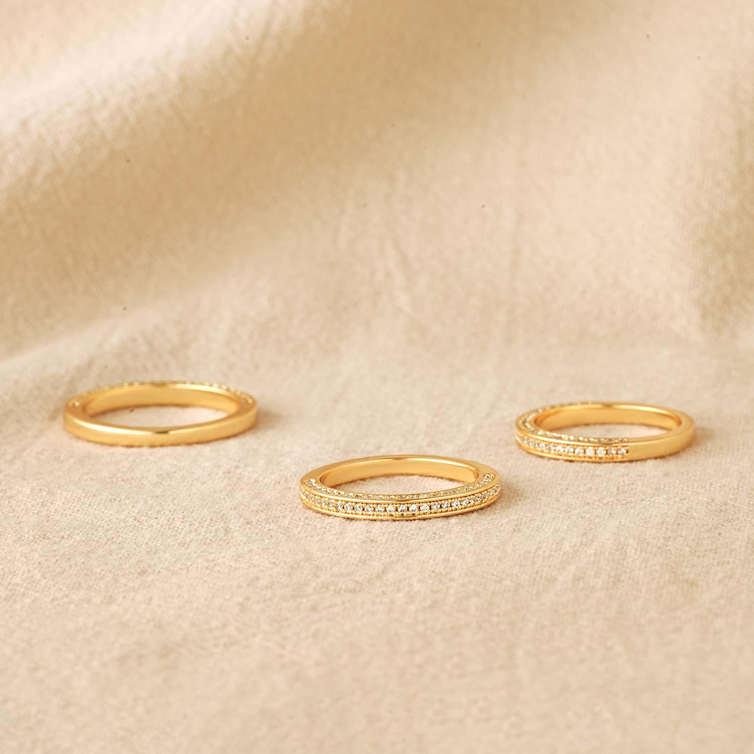 Beaded Cubic Zirconia Band Ring