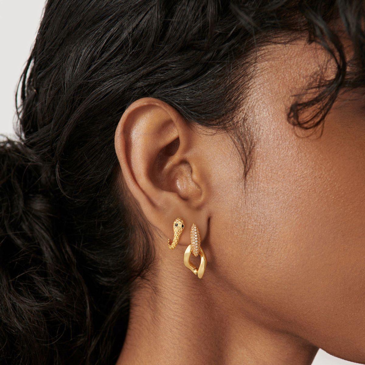 Gem Snake Huggie Earrings