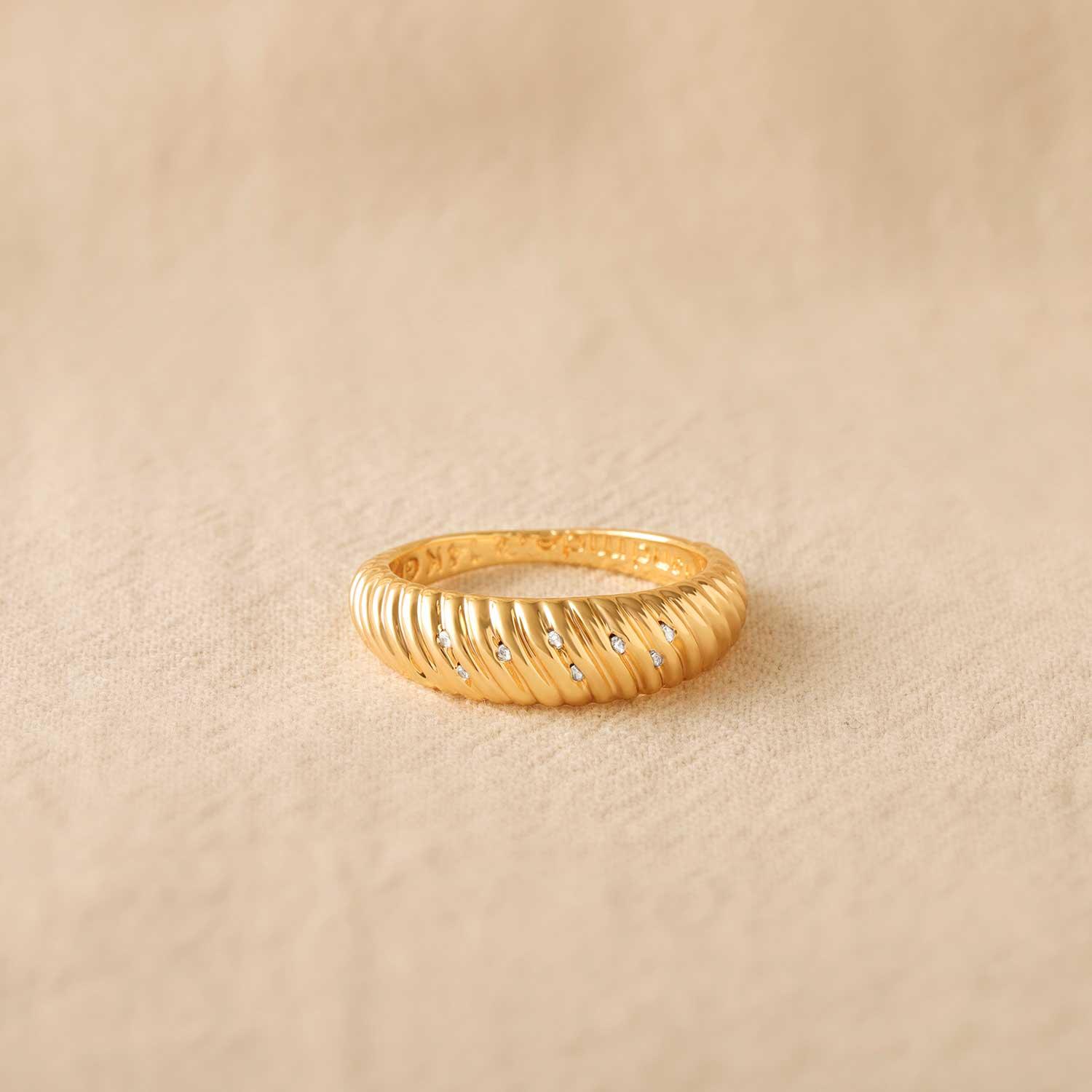 Cubic Zirconia Croissant Dome Ring