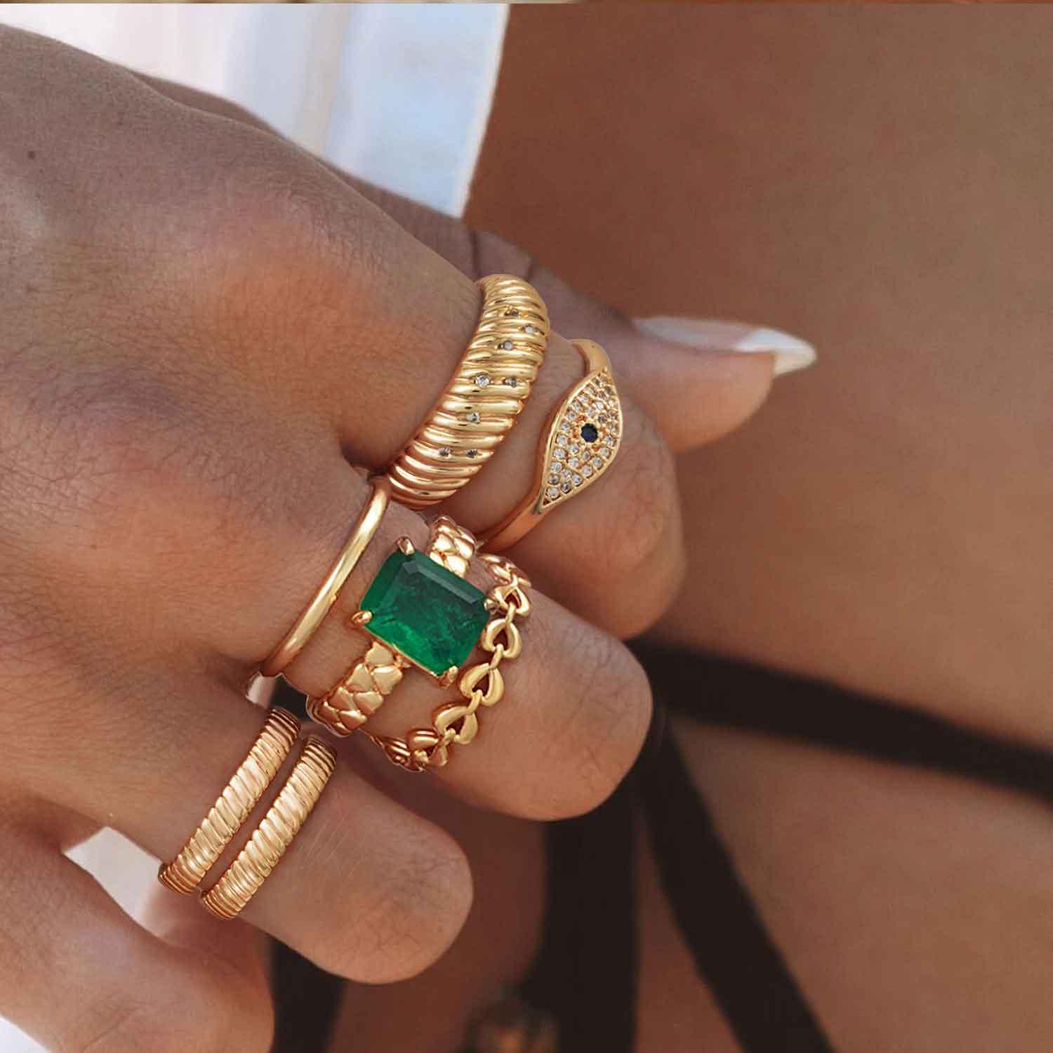 Cubic Zirconia Croissant Dome Ring