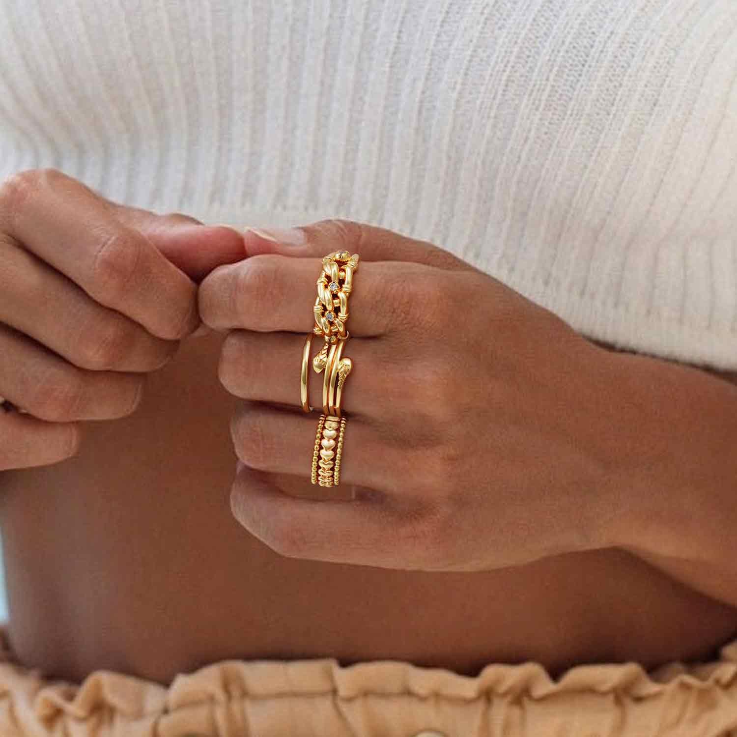 Cubic Zircon Stack Chain Ring