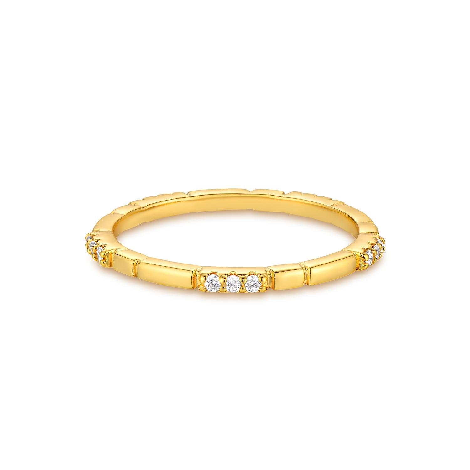 Ultra Thin CZ Bar Station Ring