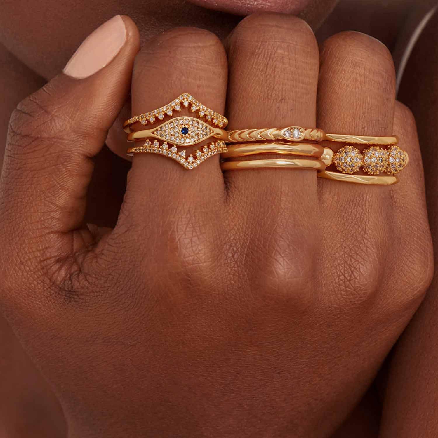 Cubic Zirconia Beaded Ring