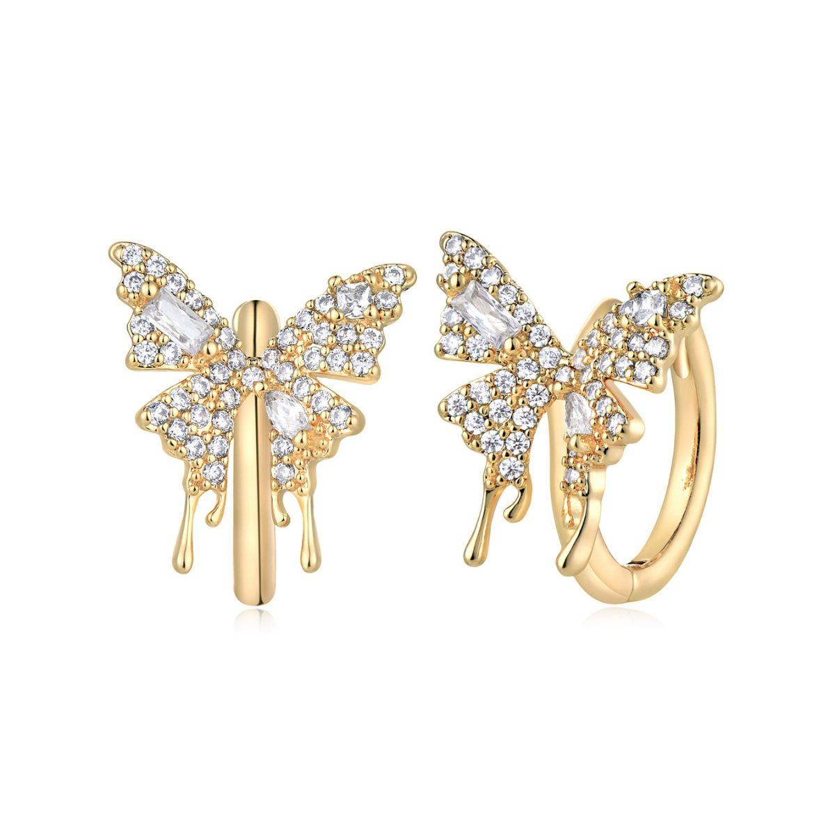 CZ Butterfly Huggie Hoop Earrings