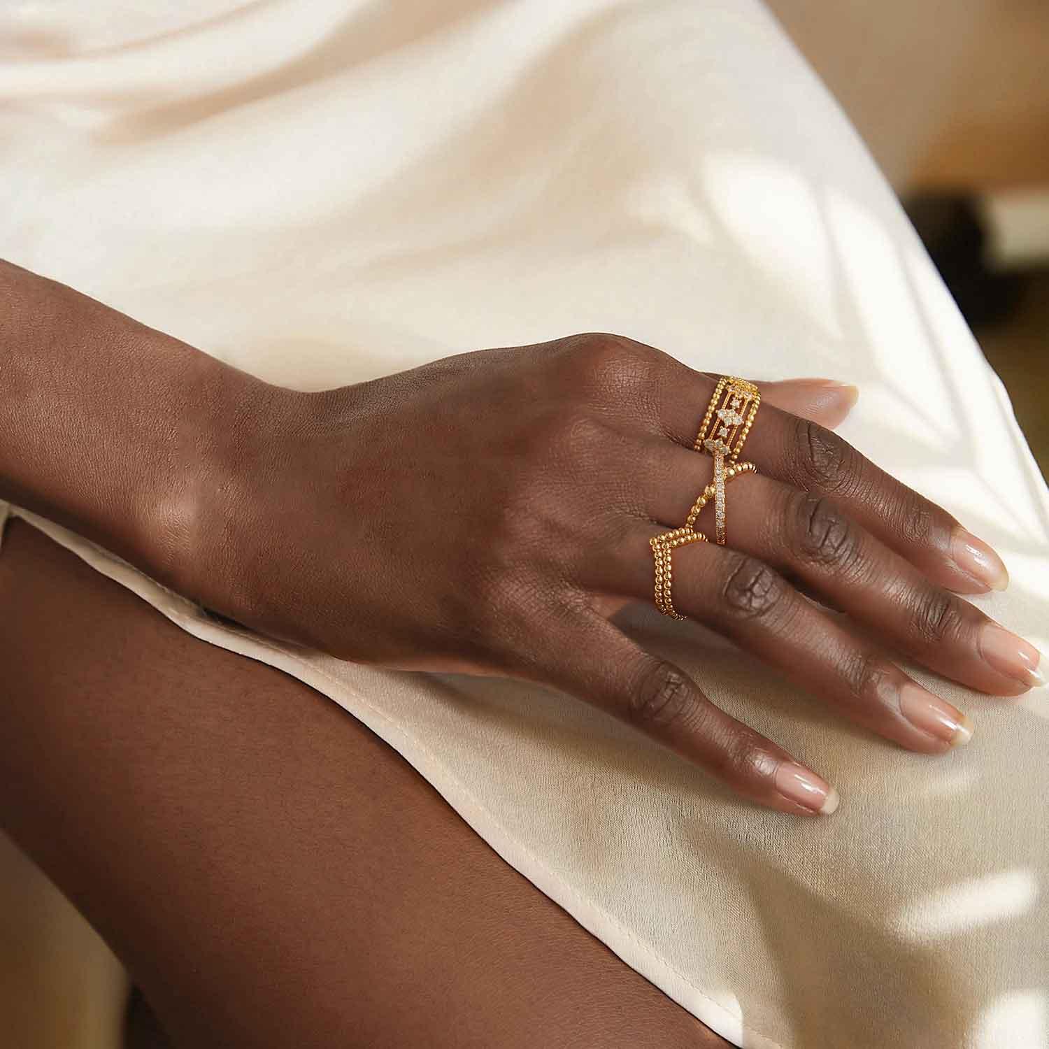 MYEARS cubic zirconia flower band ring styled for everyday wear, gift for women