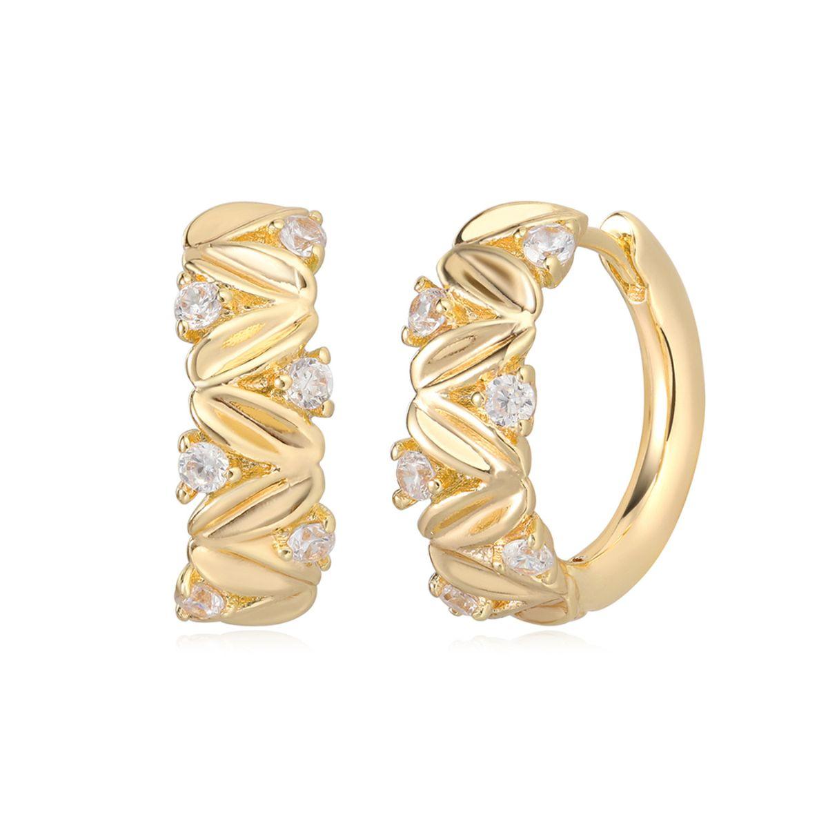 Cubic Zirconia Leaf Hoop Earrings