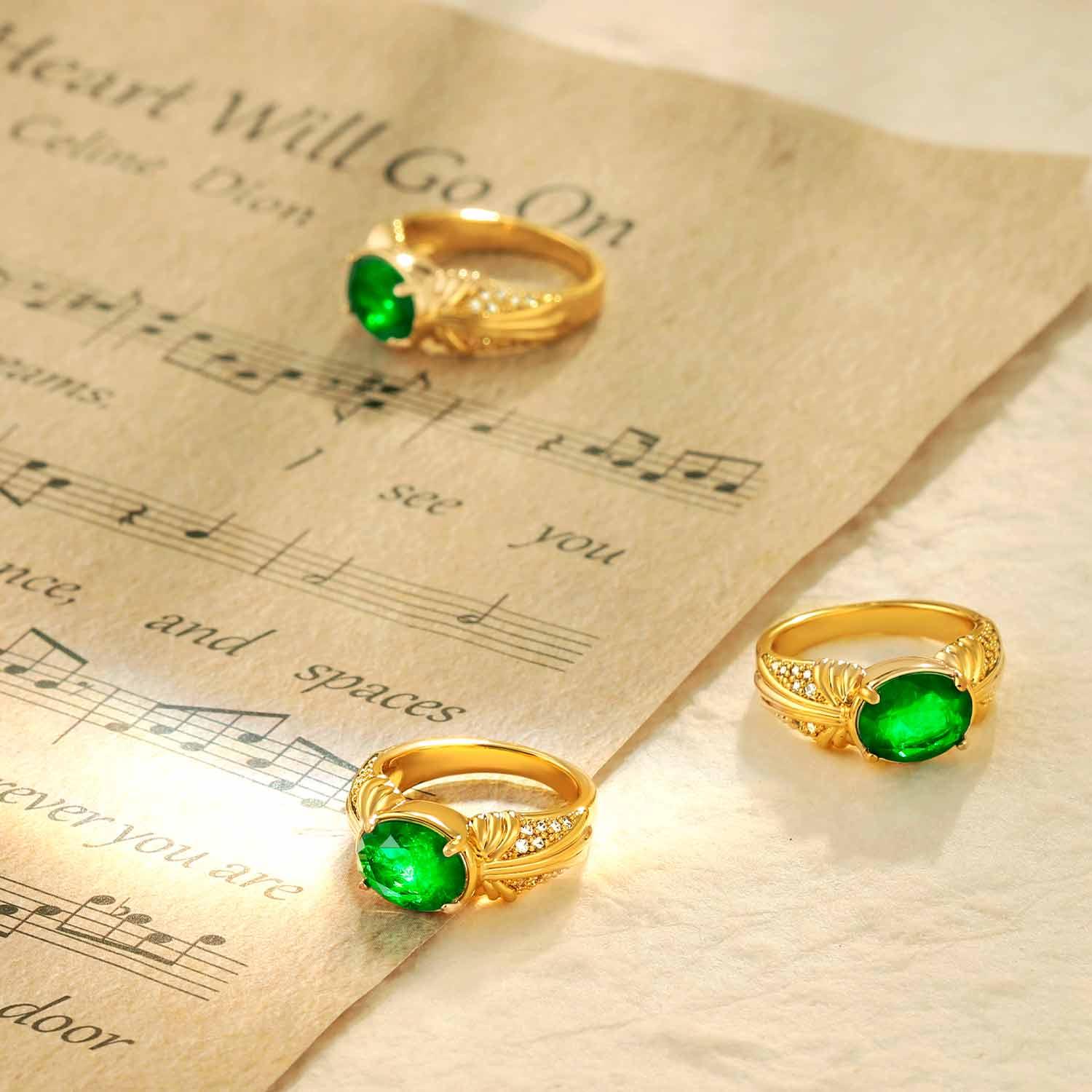 Oval Simulated Emerald/Paraiba Cocktail Pave Ring