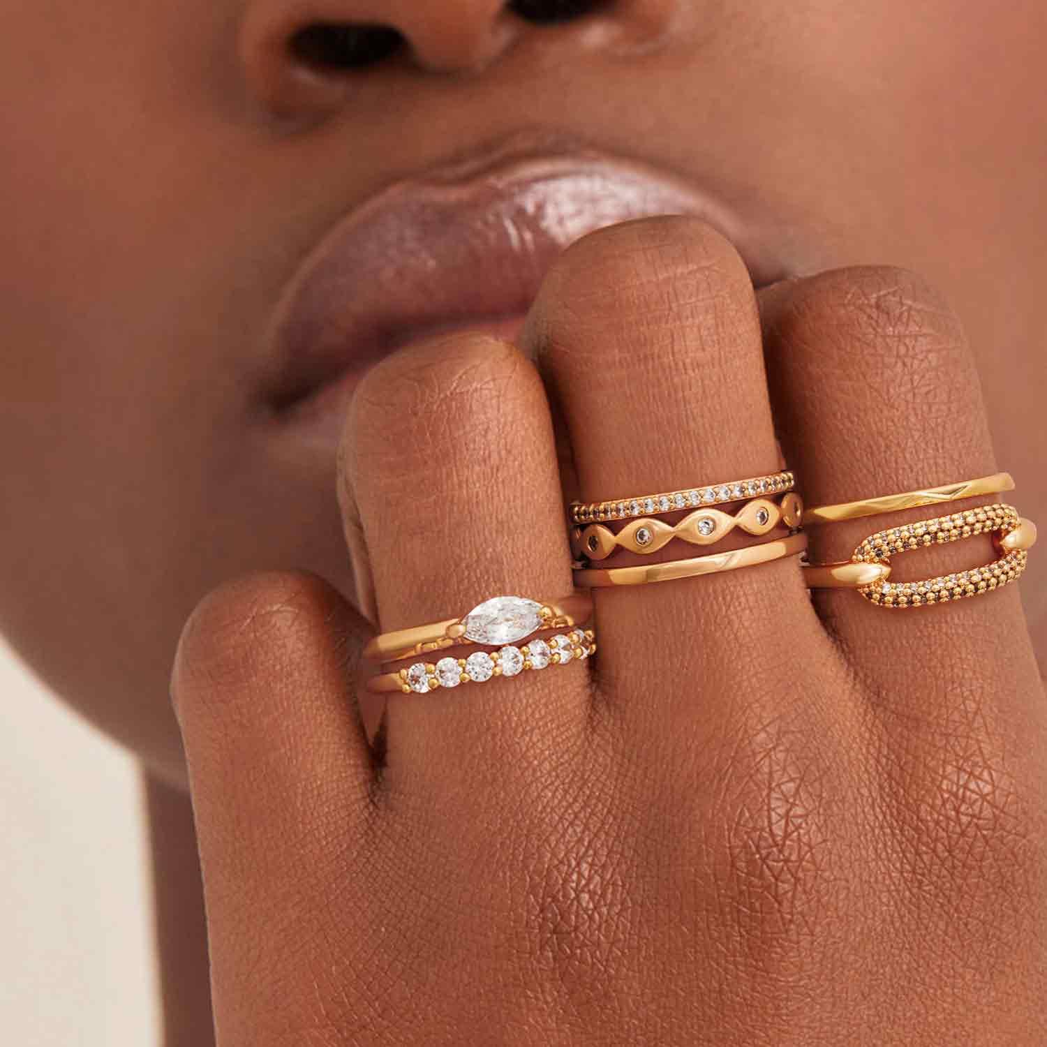 Cubic Zirconia Paperclip Ring