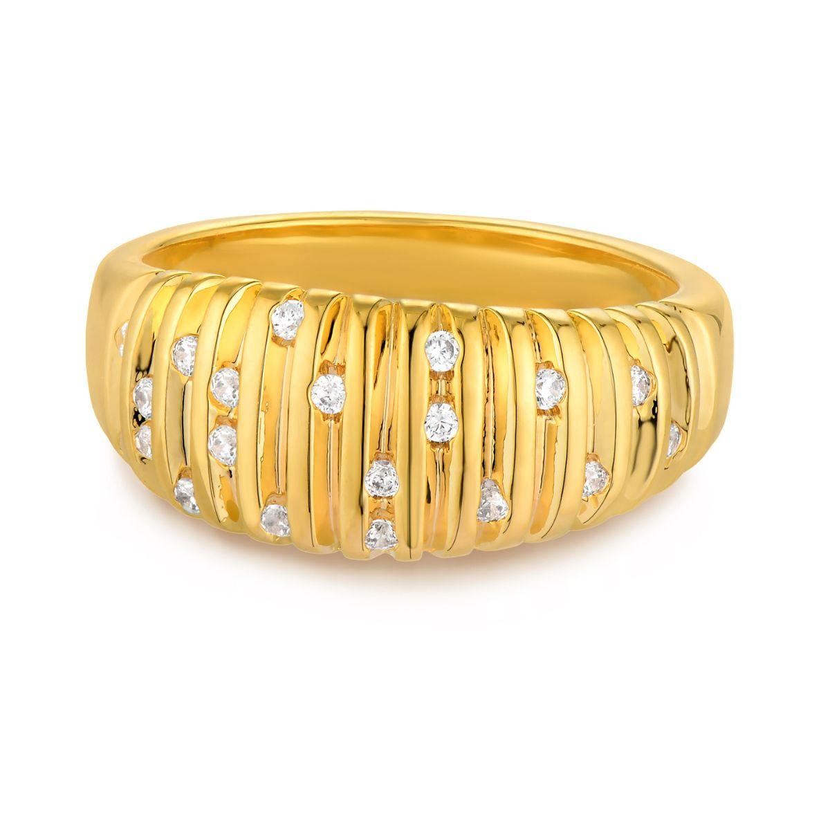 Cubic Zirconia Stack Ribbed Ring
