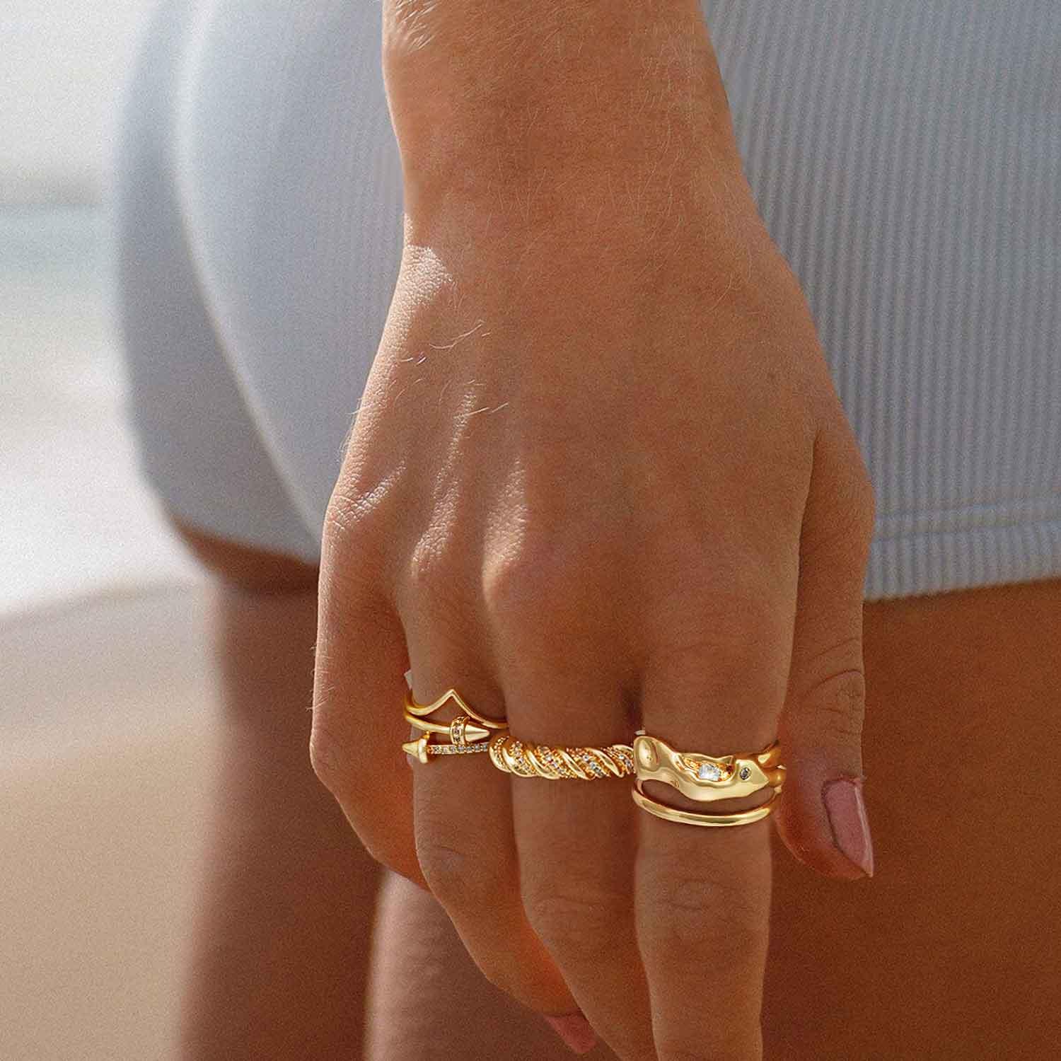 Cubic Zirconia Stack Texture Ring