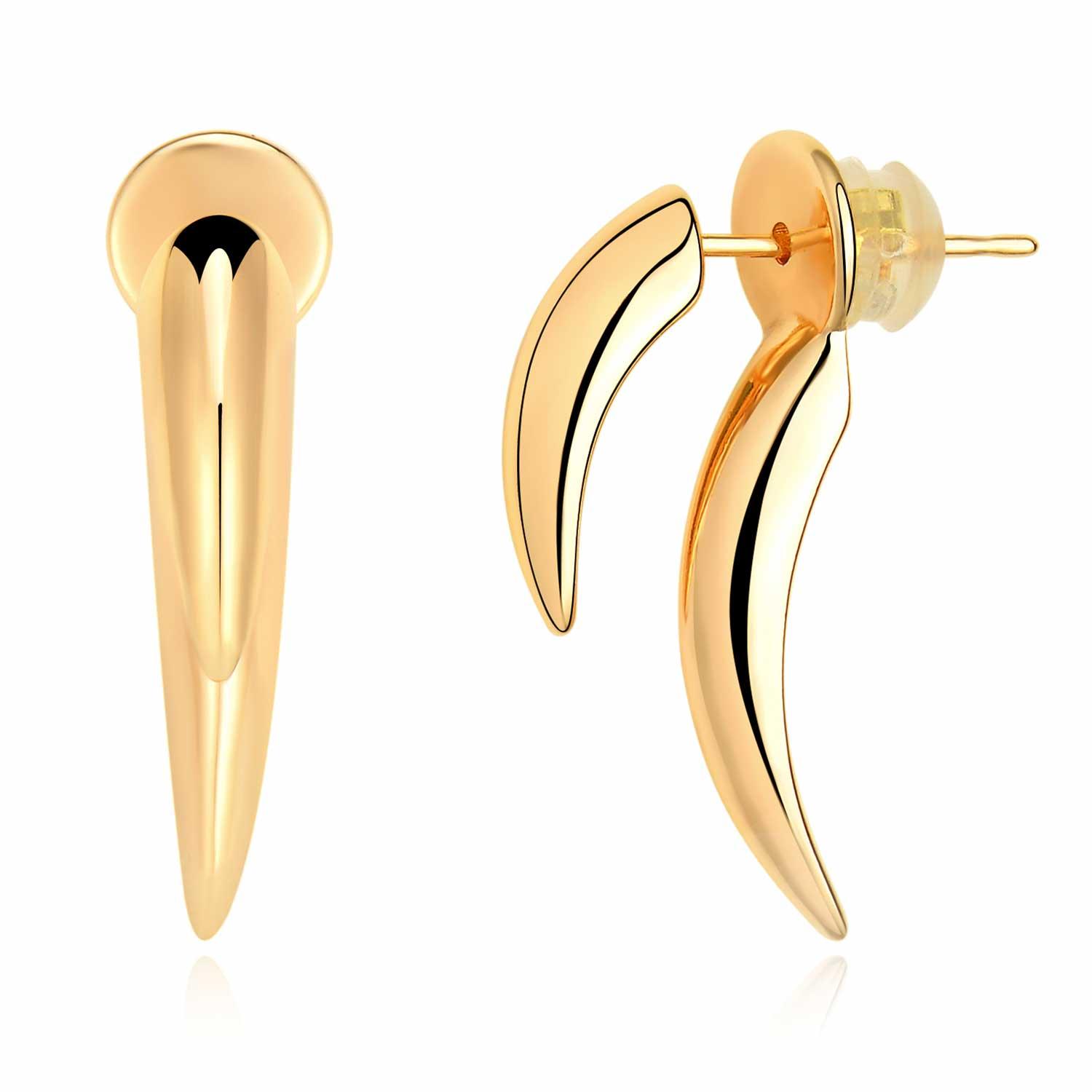 Curved Spike Drop Stud Earrings