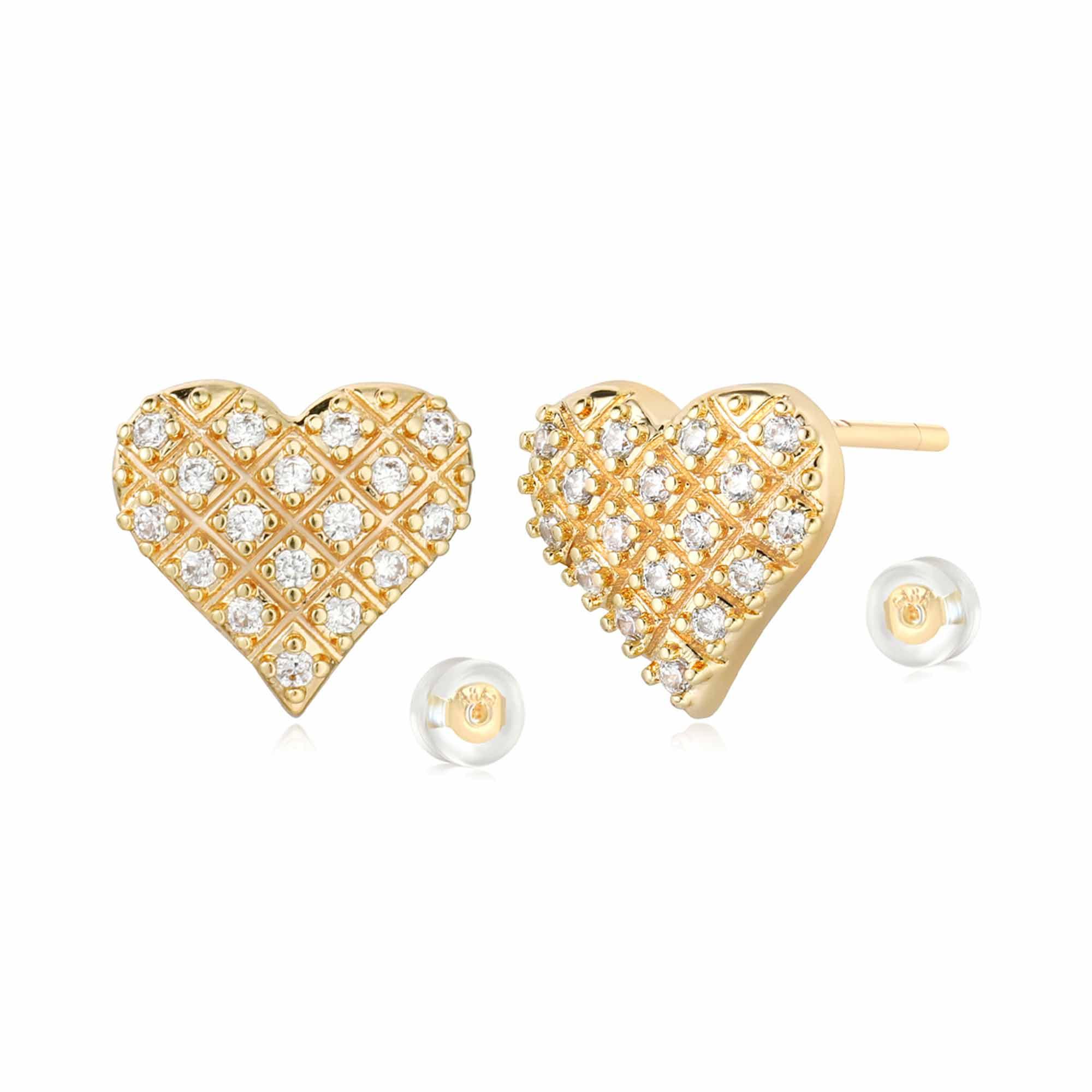 Heart CZ Stud Earrings