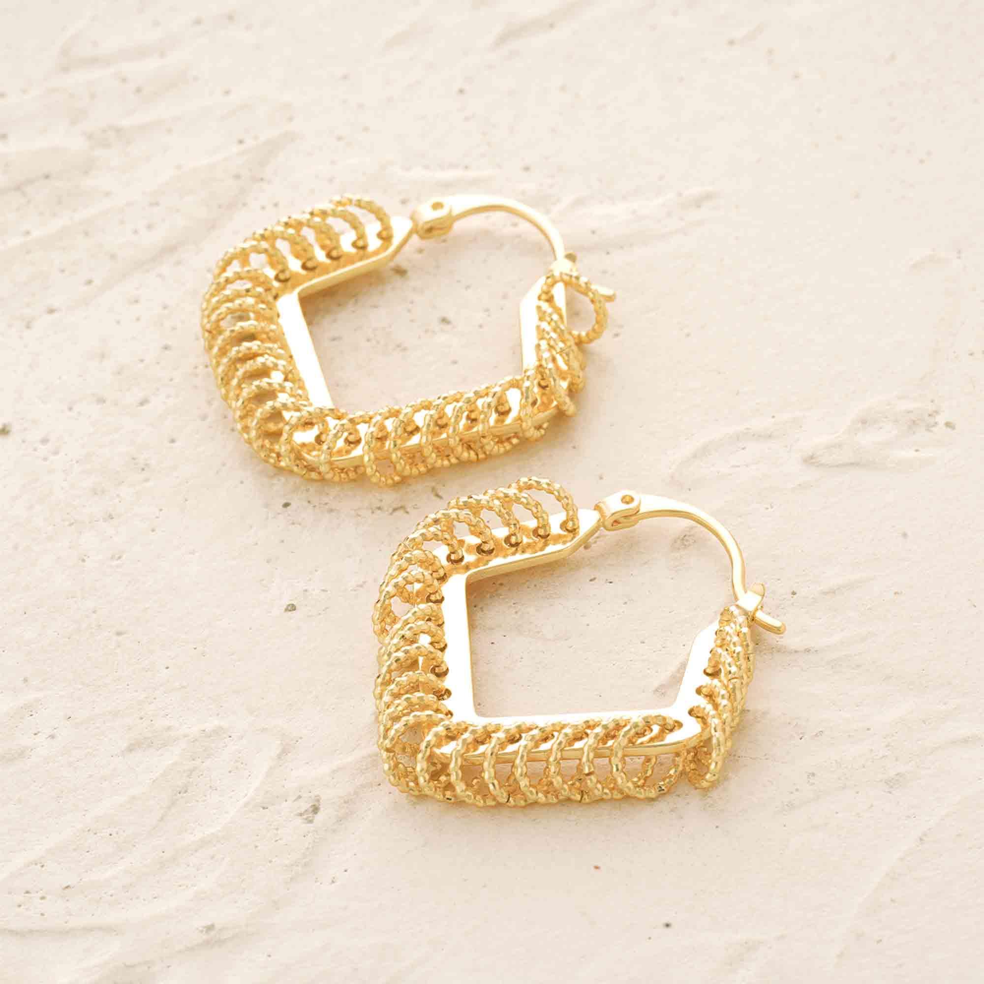 Rhommbic Tassel Hoop Earrings