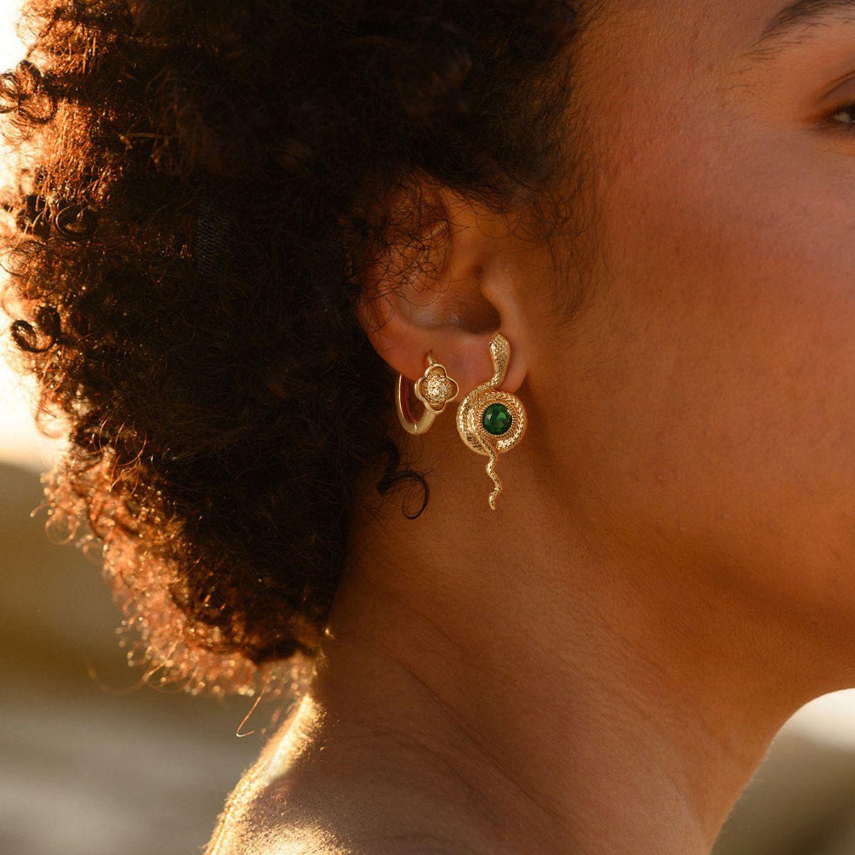 CZ Flower Hoop Earrings