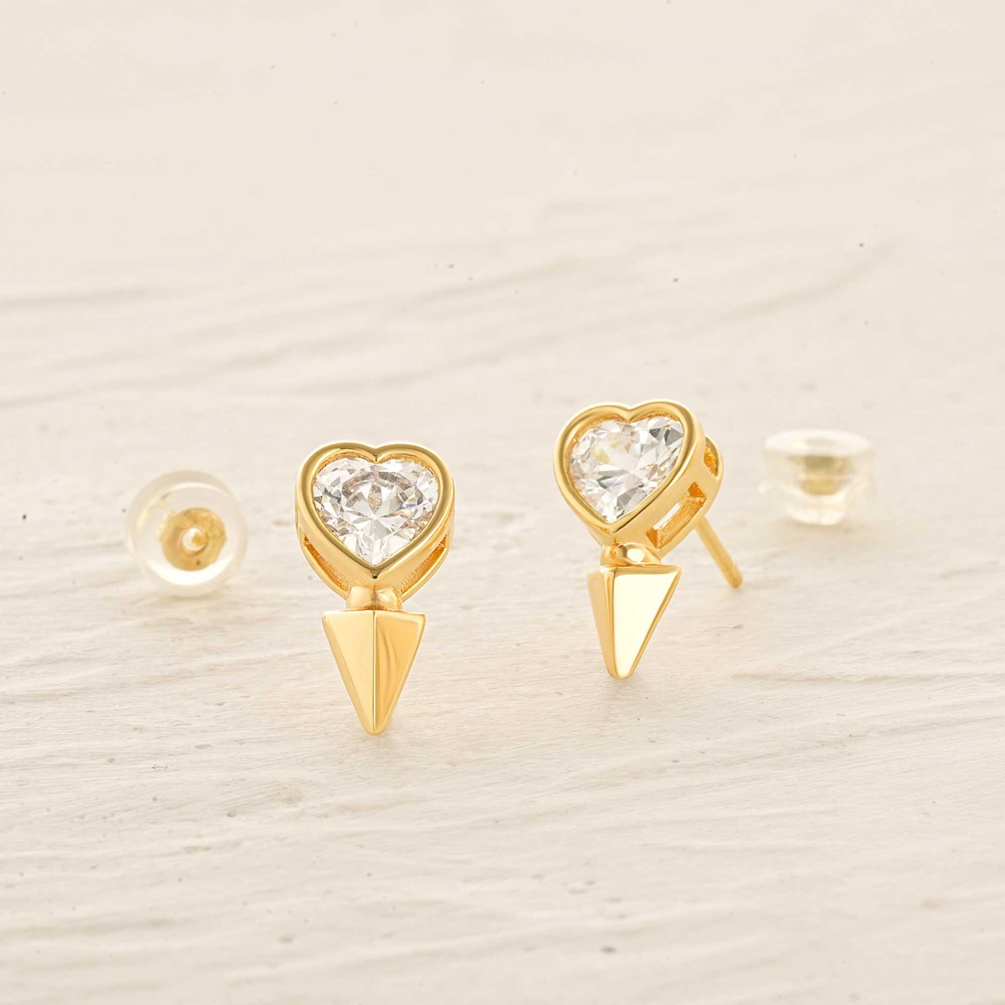 Heart Arrow Stud Earrings
