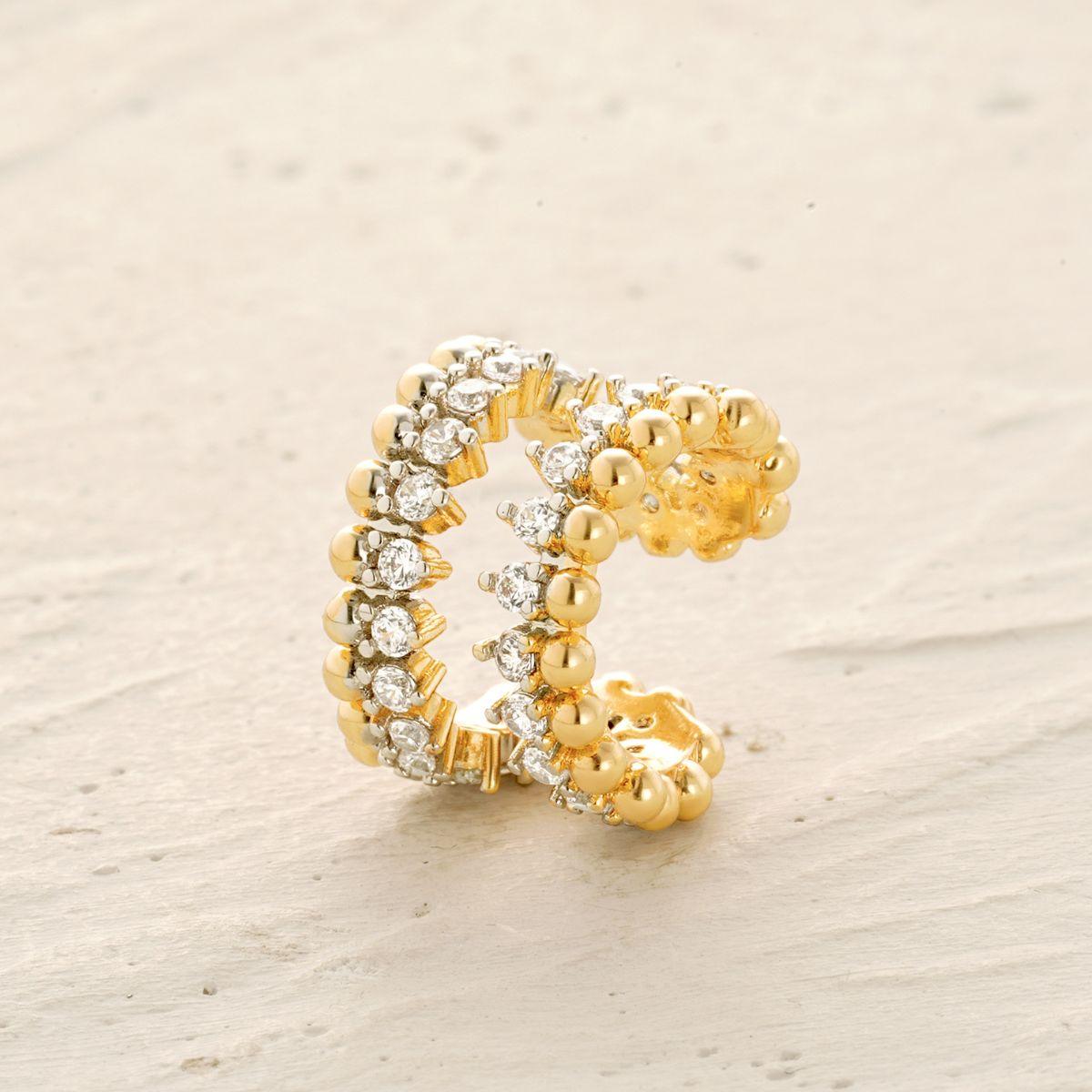 Double Beaded Pave Ear Cuff