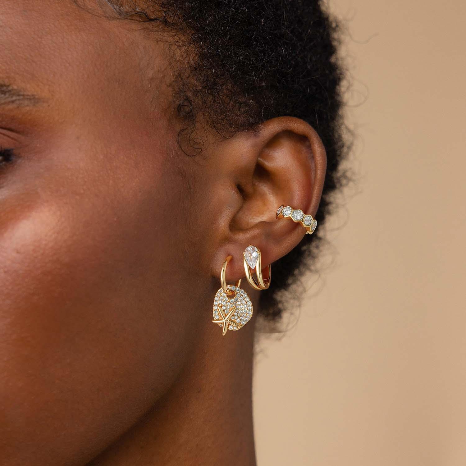 Starfish Hoop Dangle Earrings
