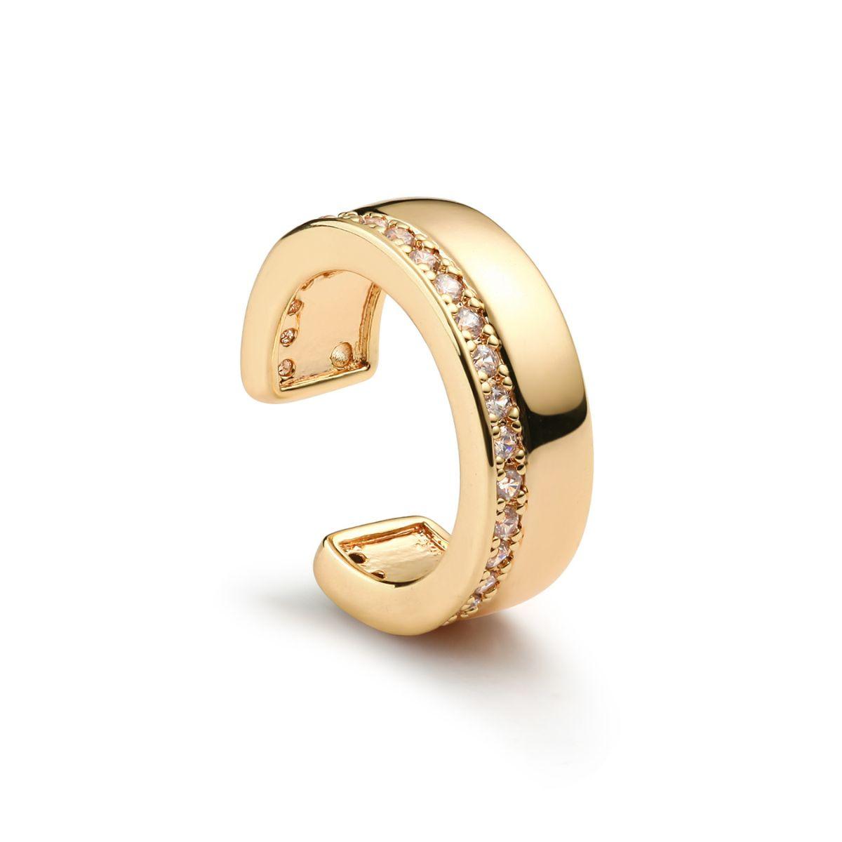 Gold Polished Pave Ear Cuff