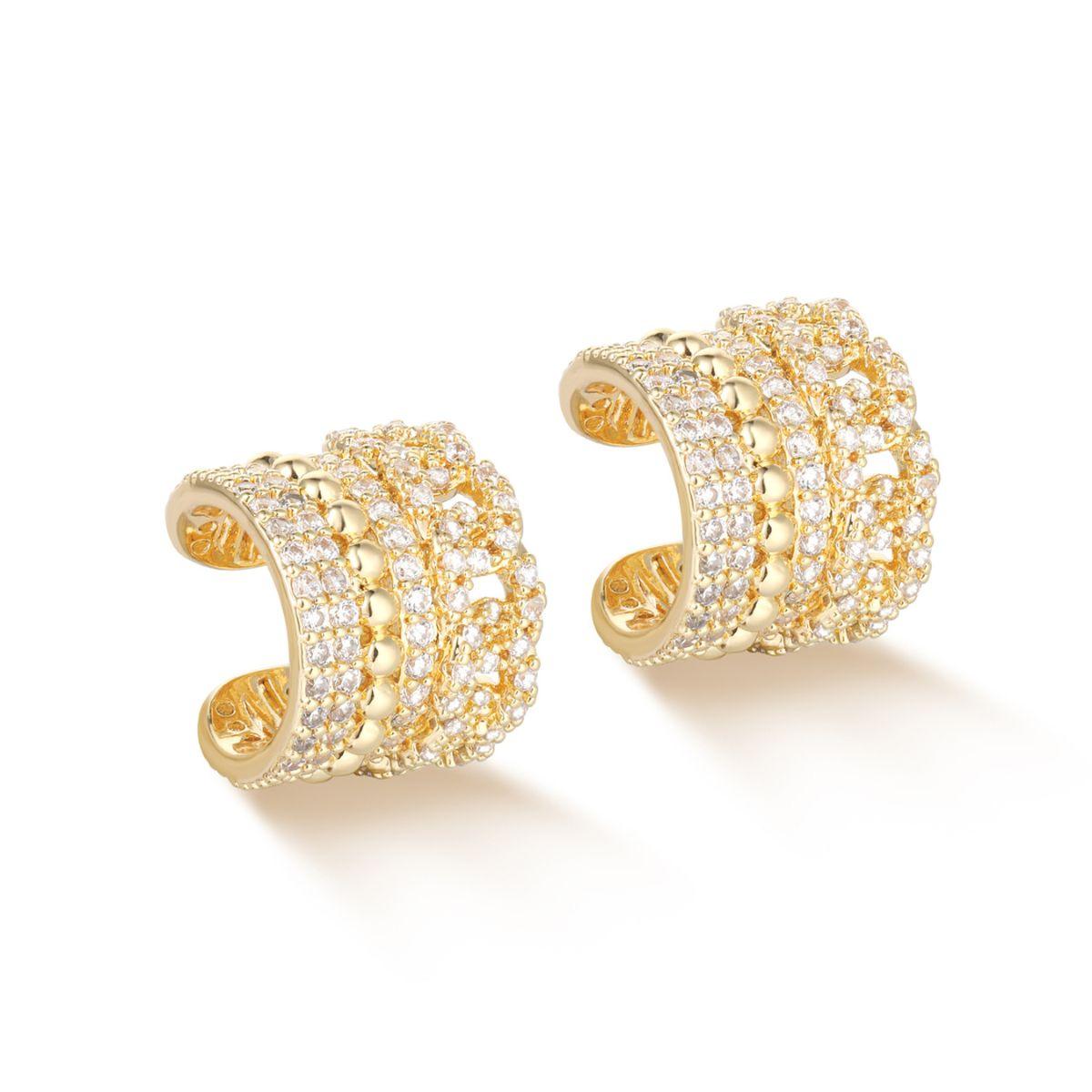 Beaded Chain Pave Ear Cuff
